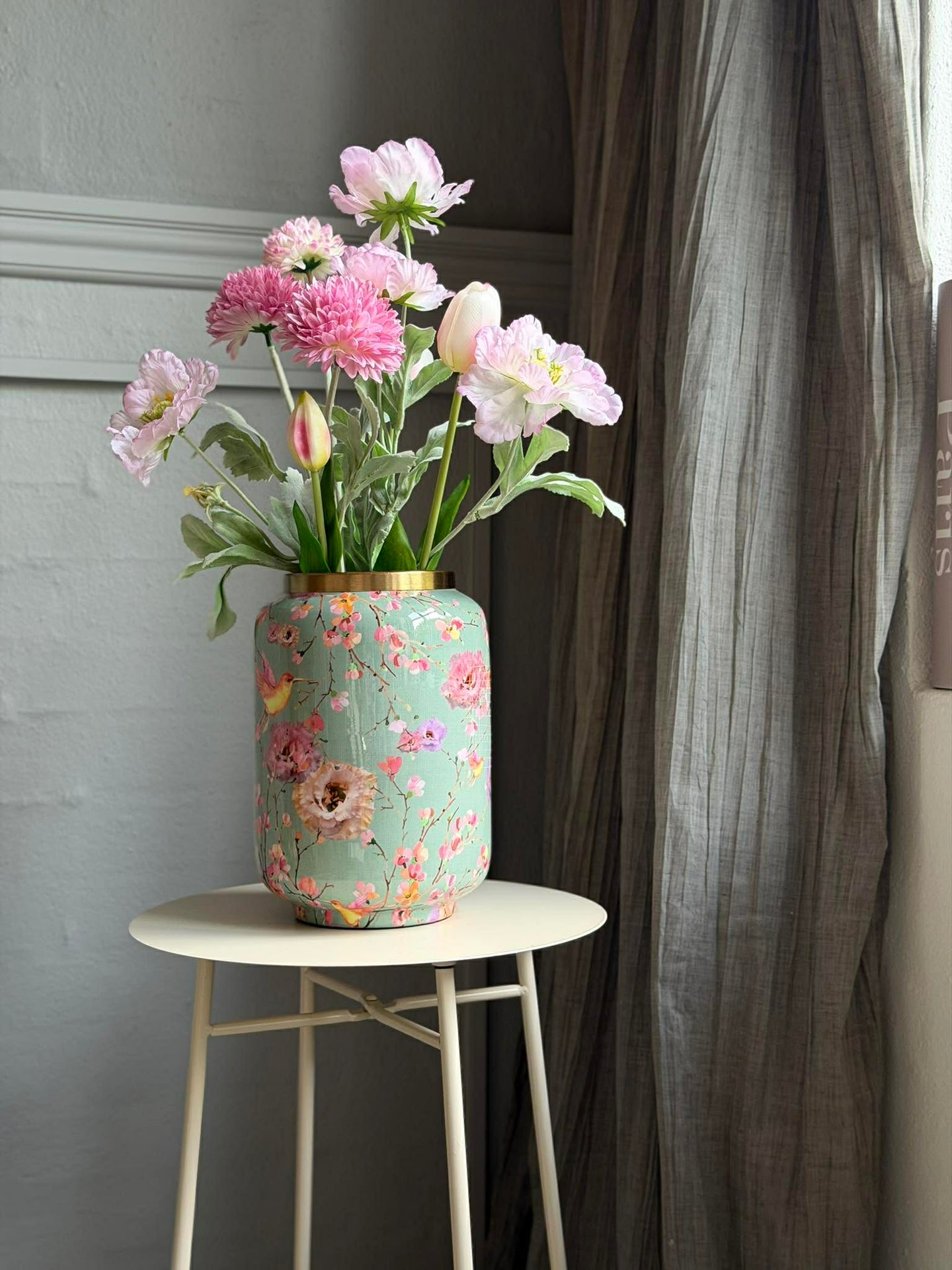 Vase Flower print  - Grön