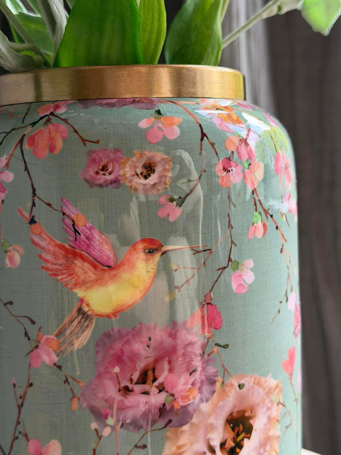 Vase Flower print  - Grön