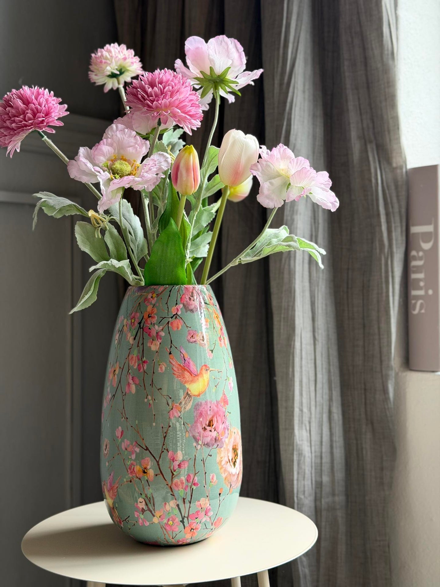 Vase Flower print 25 cm - Grön