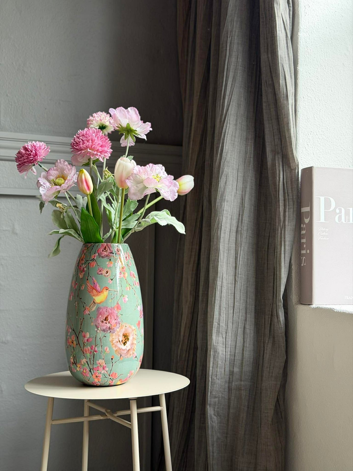 Vase Flower print 25 cm - Grön