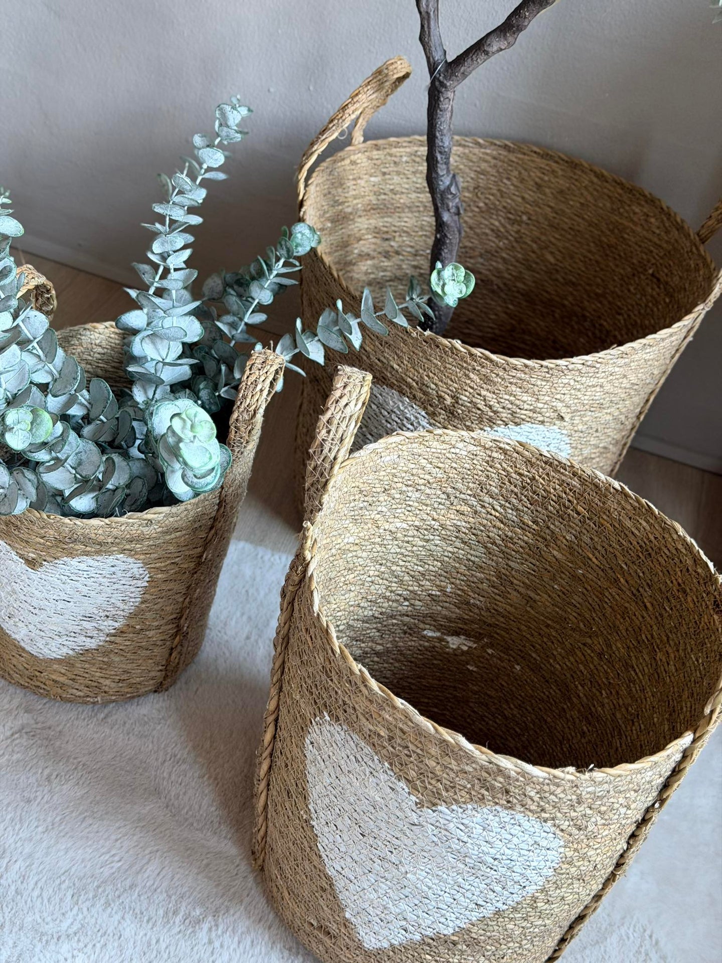 Korgset med hjärta - Set med 3 st