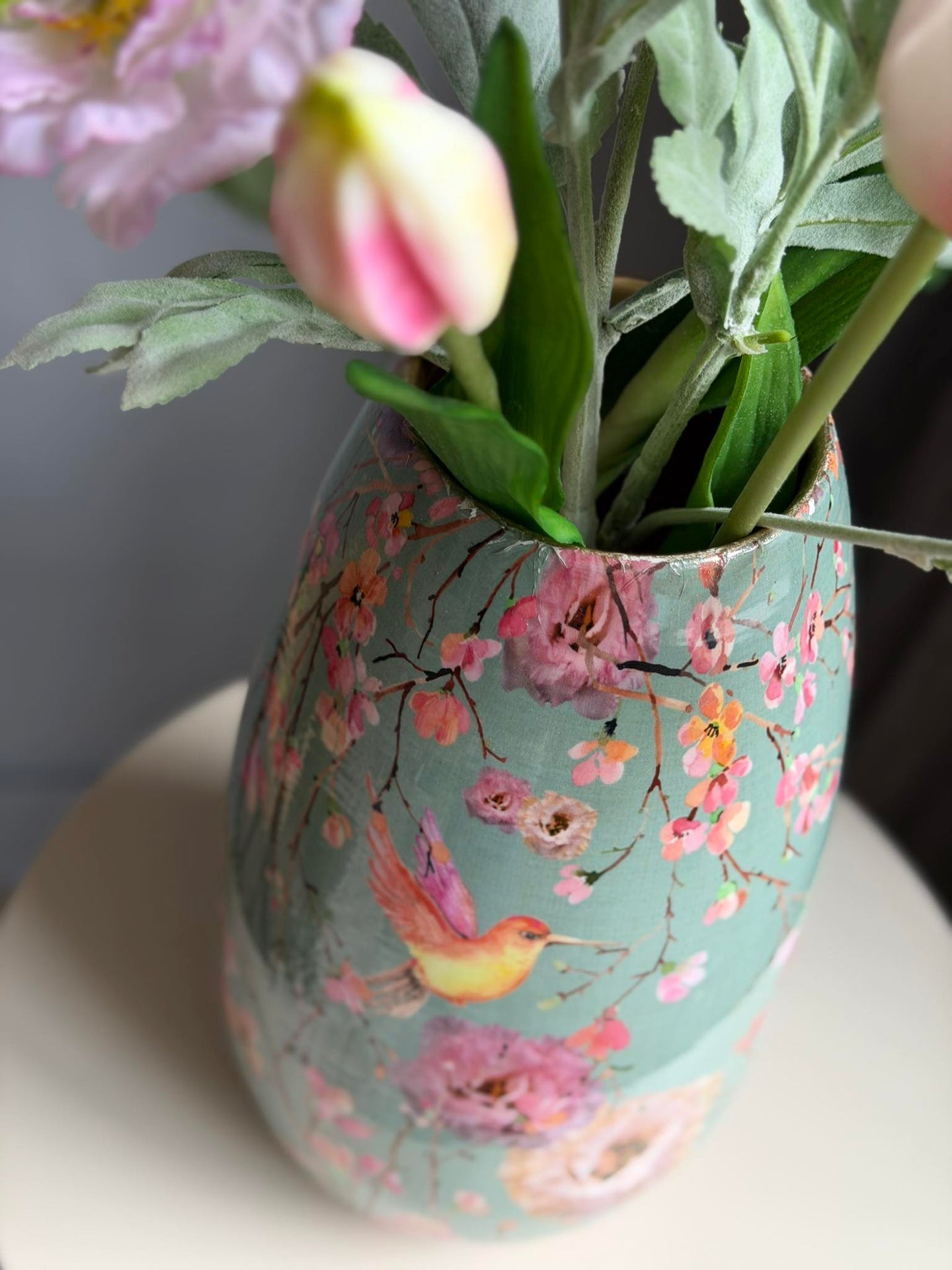 Vase Flower print 25 cm - Grön