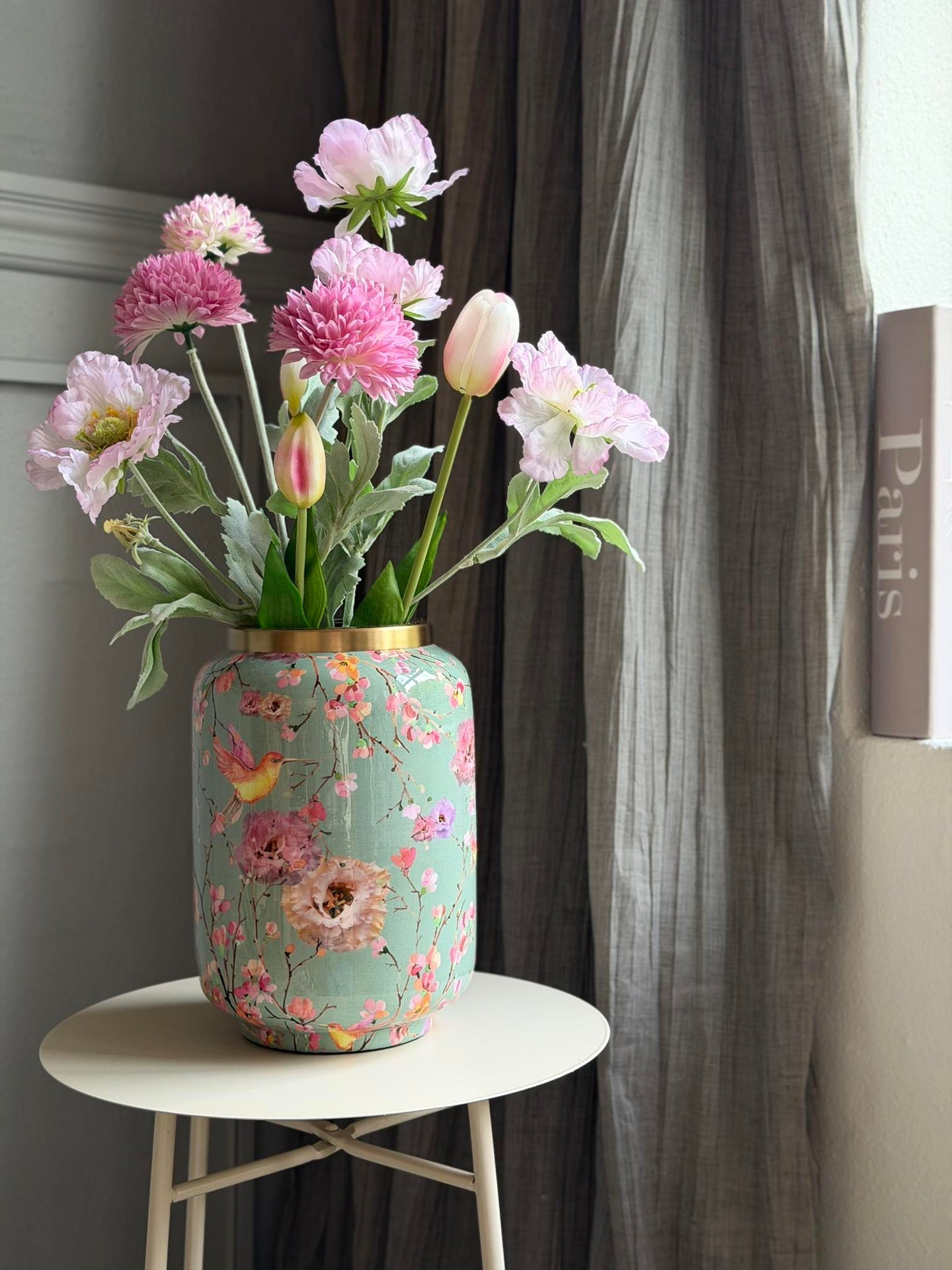 Vase Flower print  - Grön