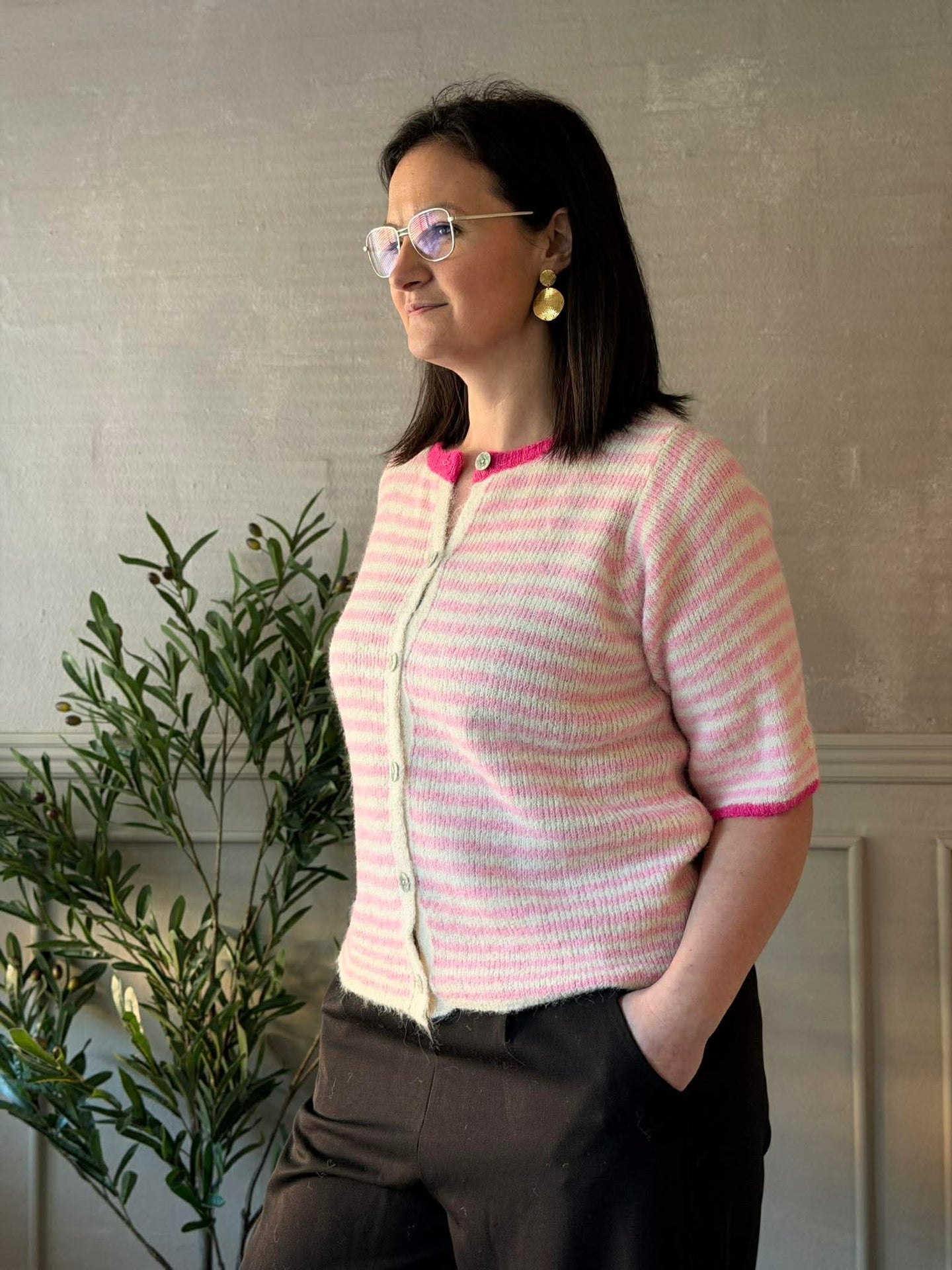 Stickad Susanne rosa