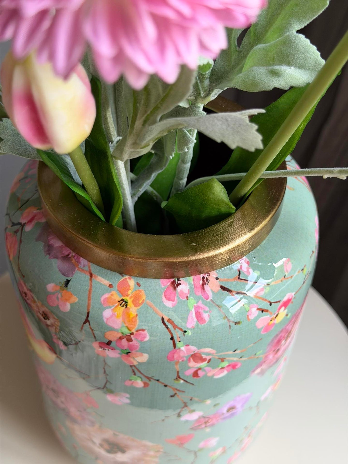 Vase Flower print  - Grön