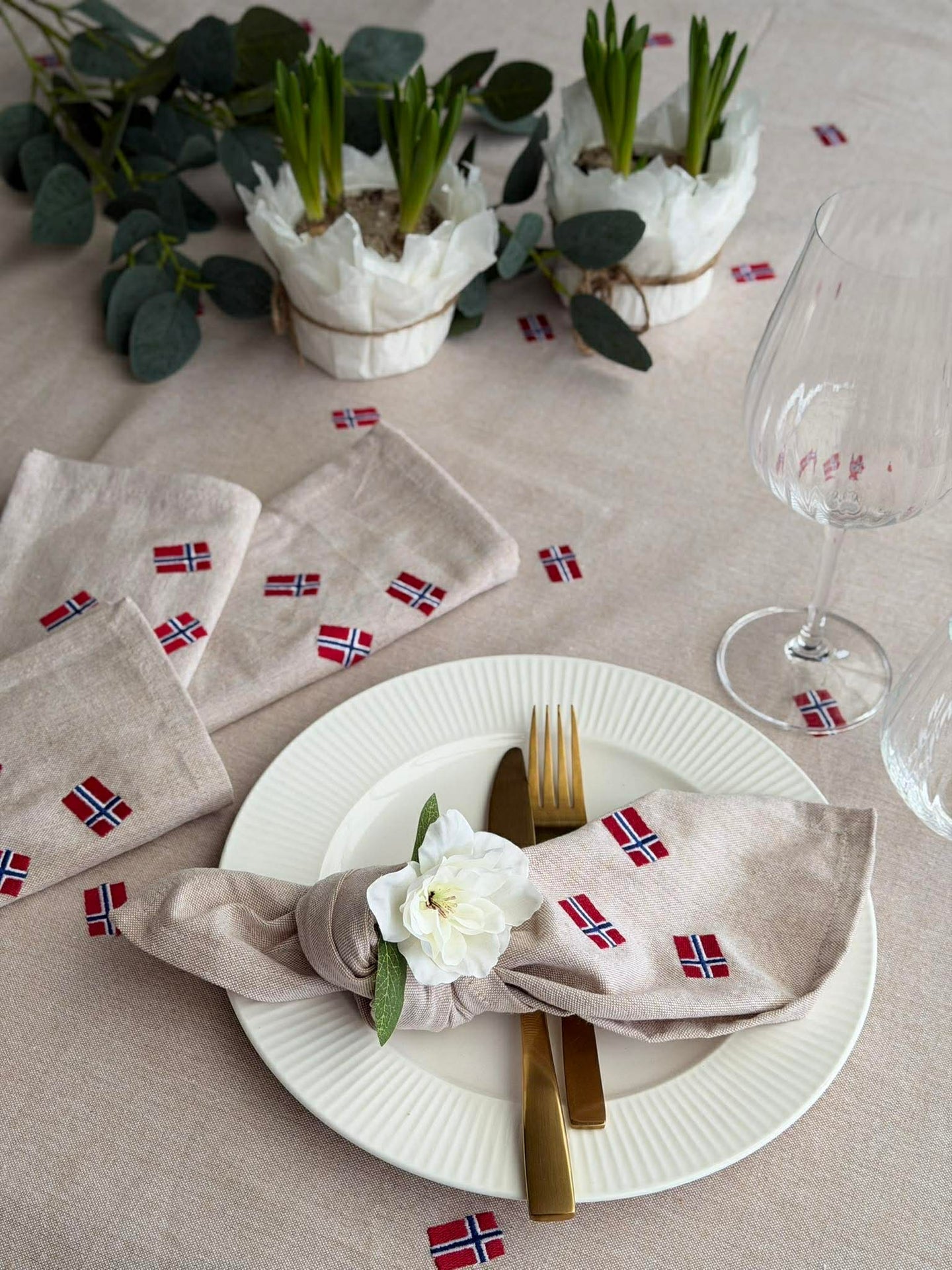 Munservetter med norska flaggor – 4 st