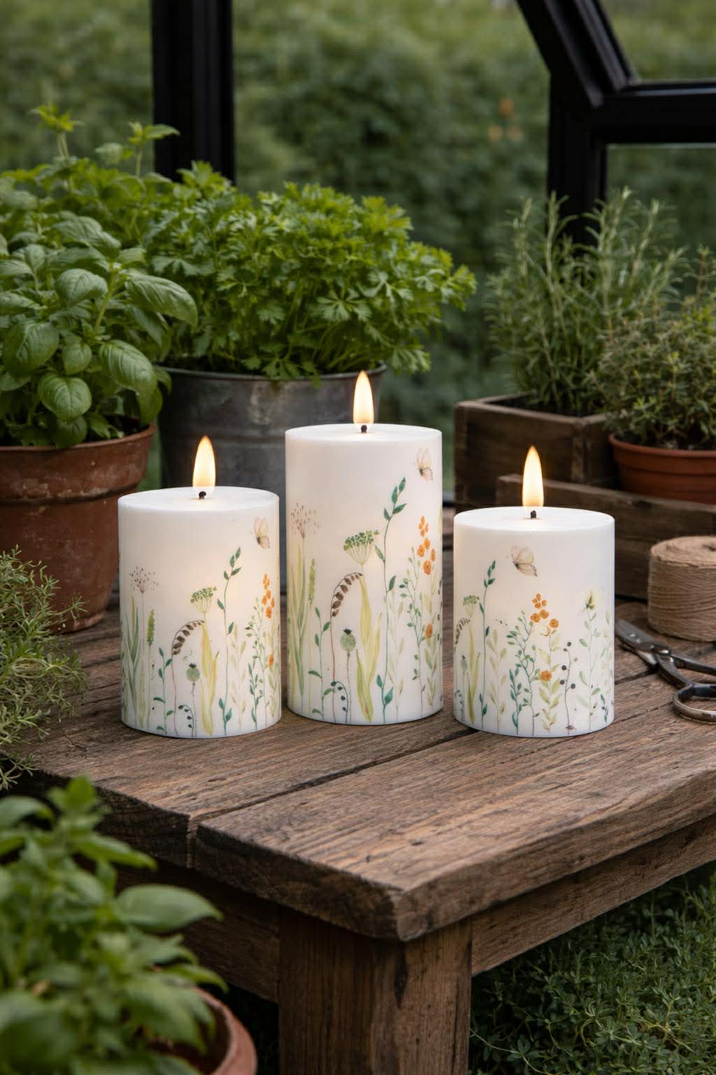 Utomhus Blockljus Wild Flower - Set med 3 st