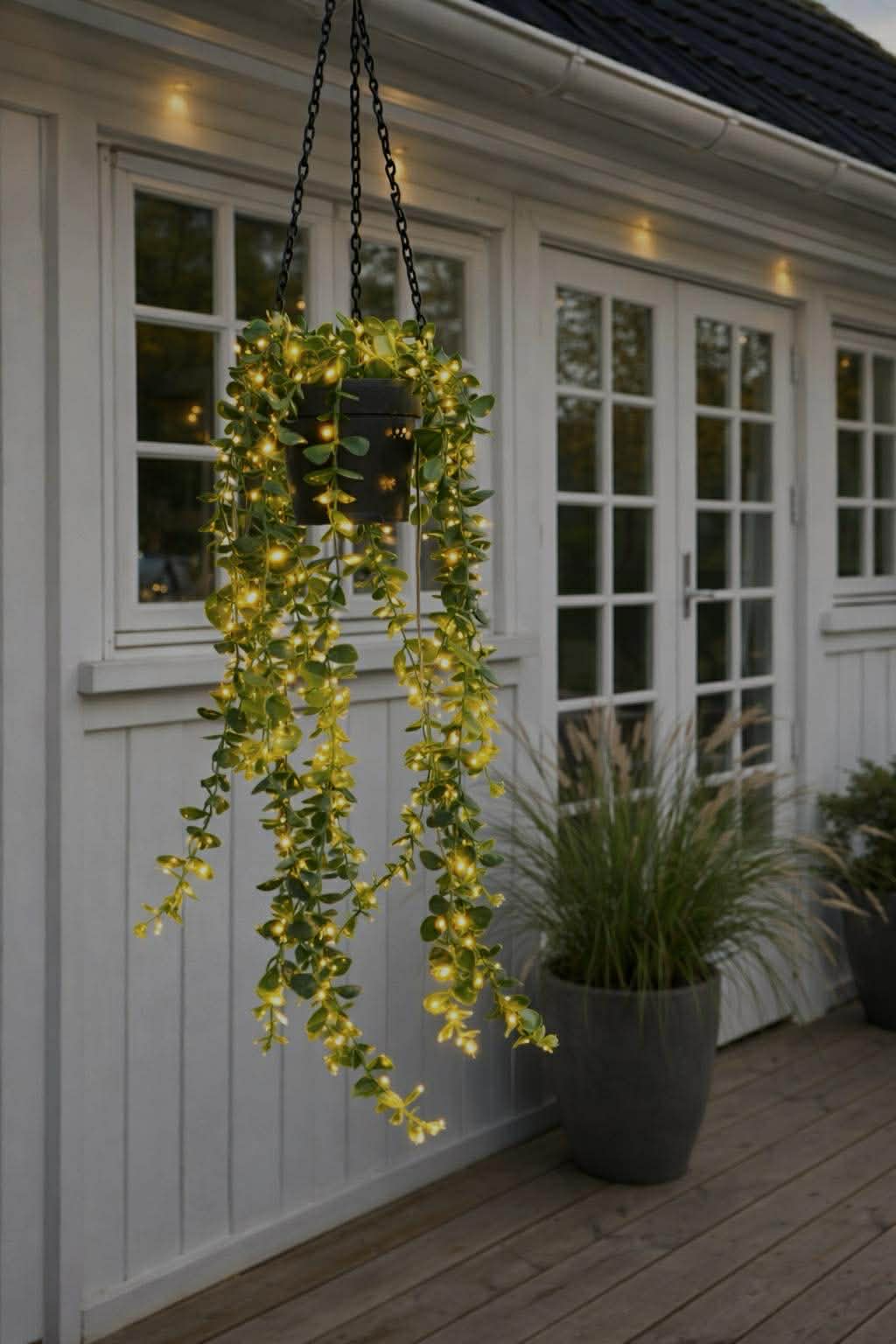 Hängande blomma med solceller