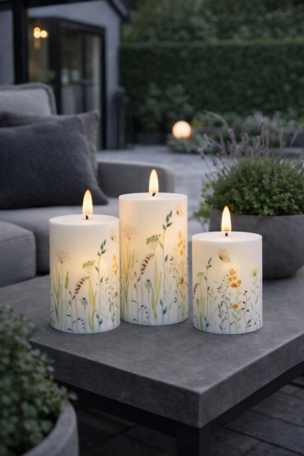 Utomhus Blockljus Wild Flower - Set med 3 st