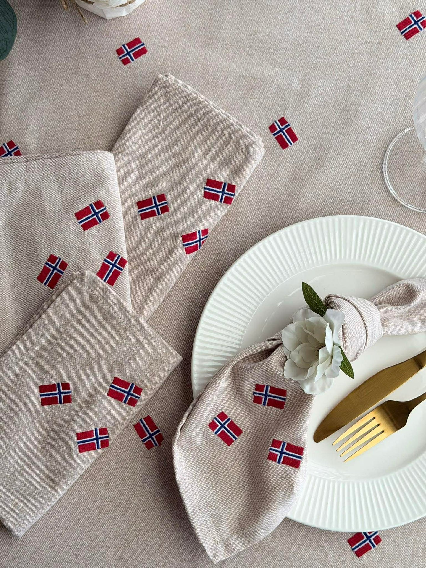 Munservetter med norska flaggor – 4 st