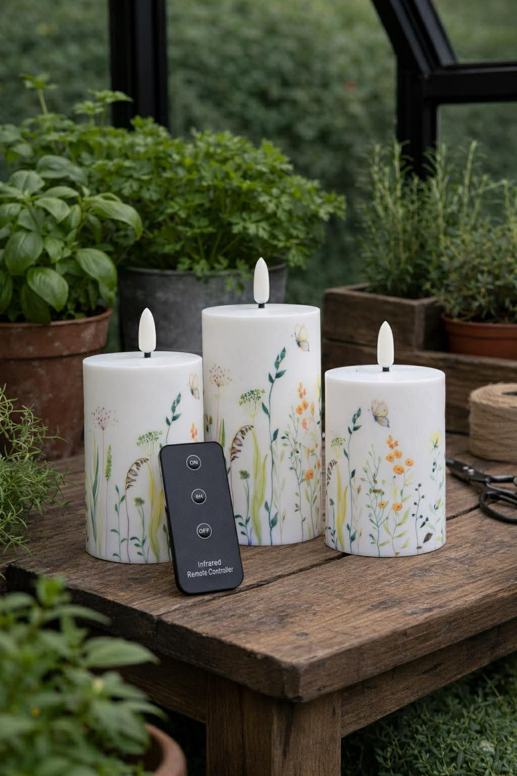 Utomhus Blockljus Wild Flower - Set med 3 st