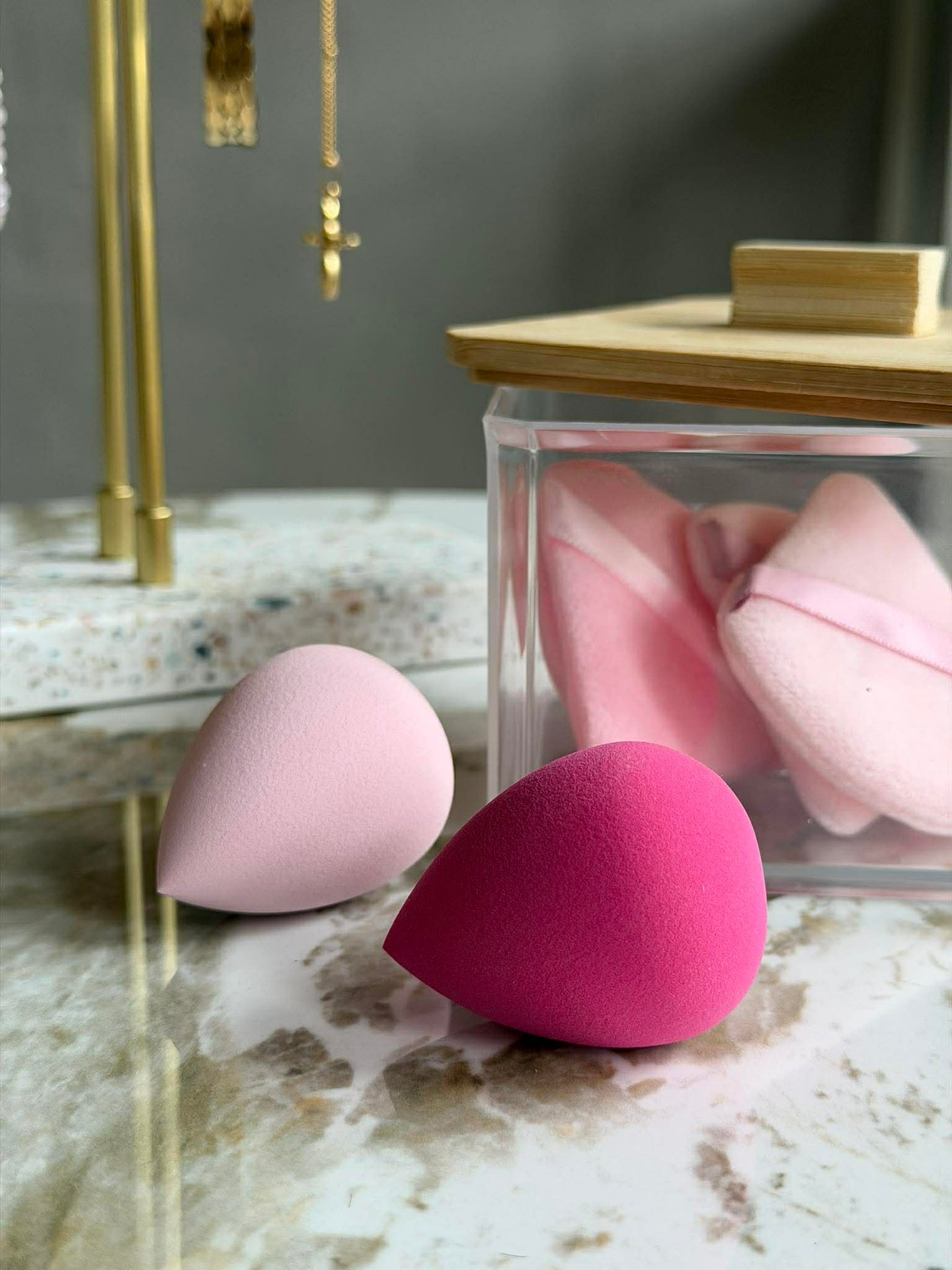 Makeup-organiser med svampar - Fyrkantig