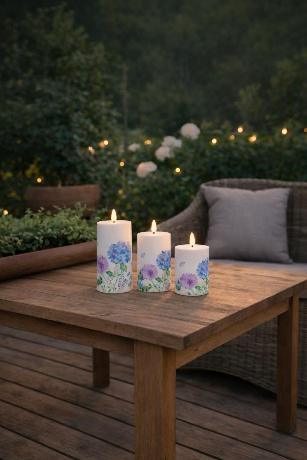 Utomhus Blockljus Flower - Set med 3 st