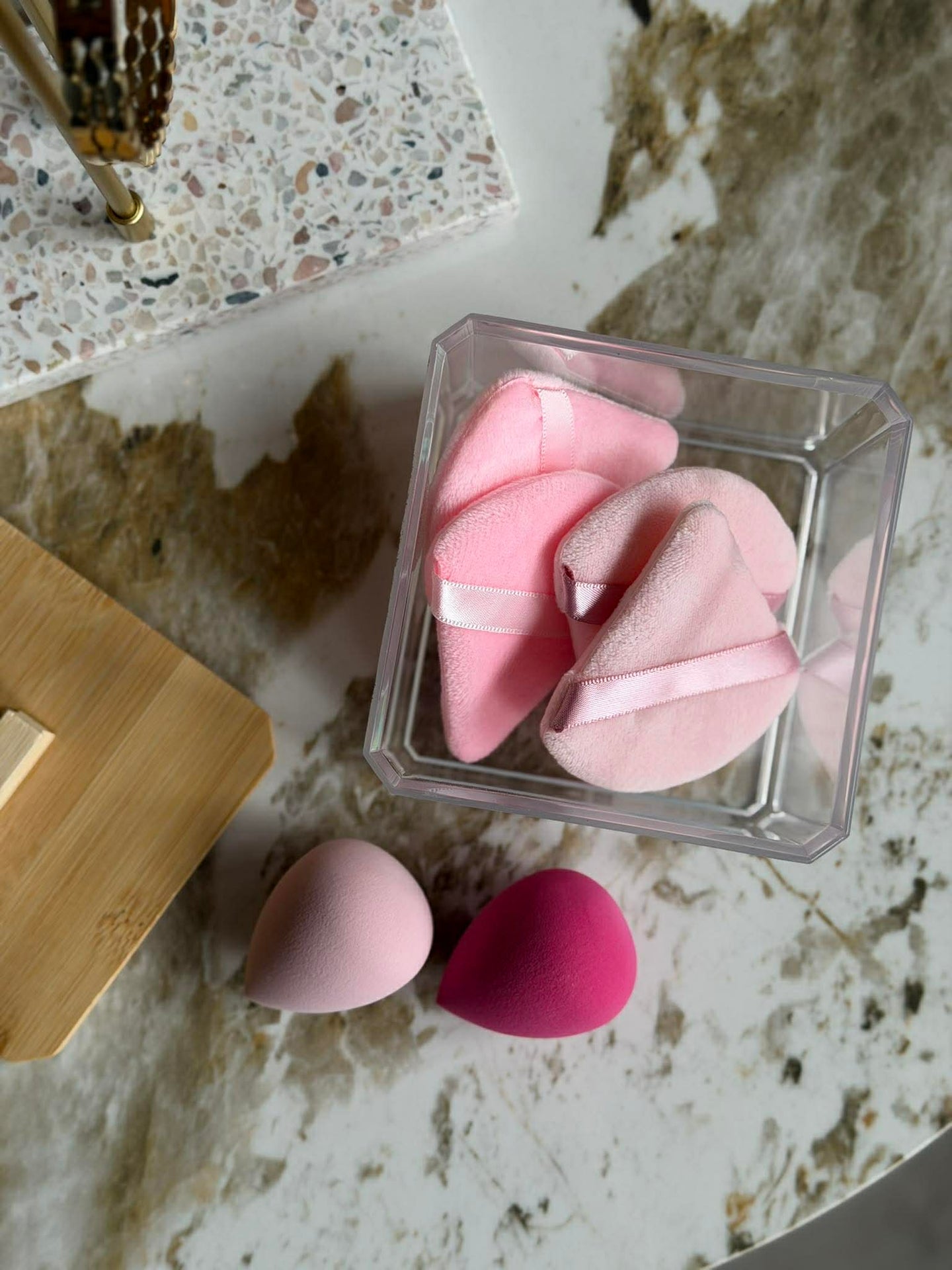 Makeup-organiser med svampar - Fyrkantig