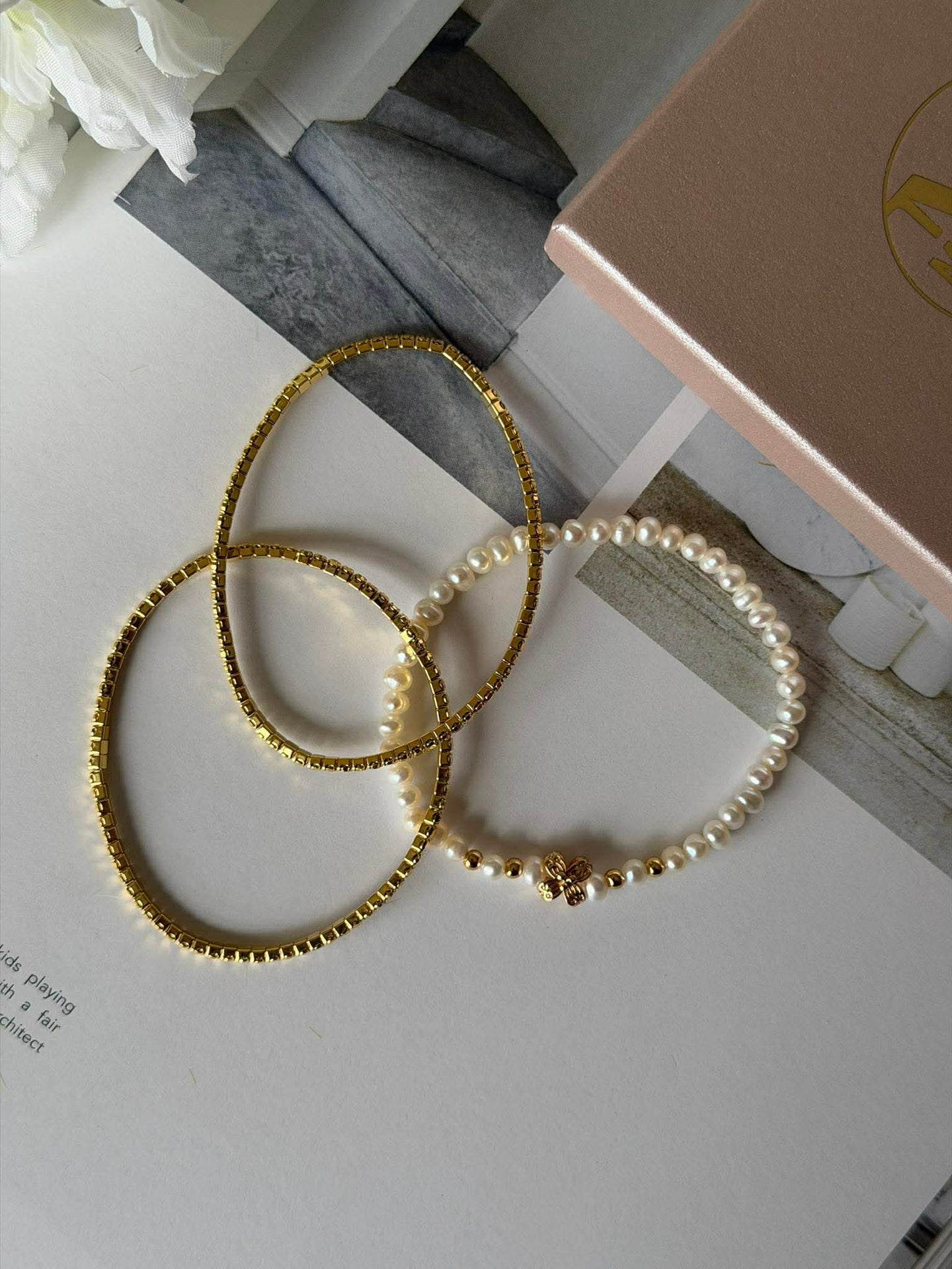 Armband Vega Set/3 - Äkta sötvattenspärlor