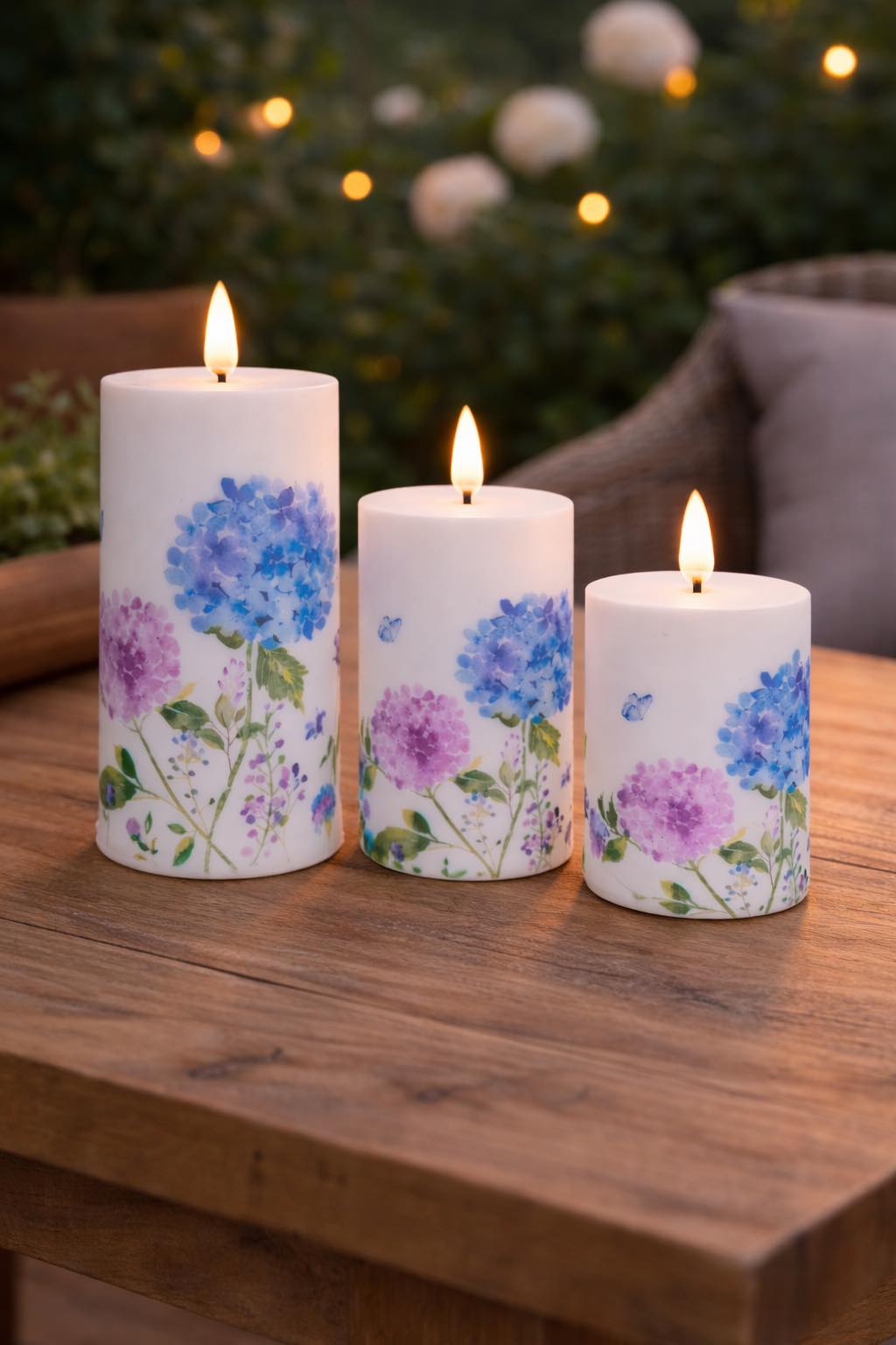 Utomhus Blockljus Flower - Set med 3 st