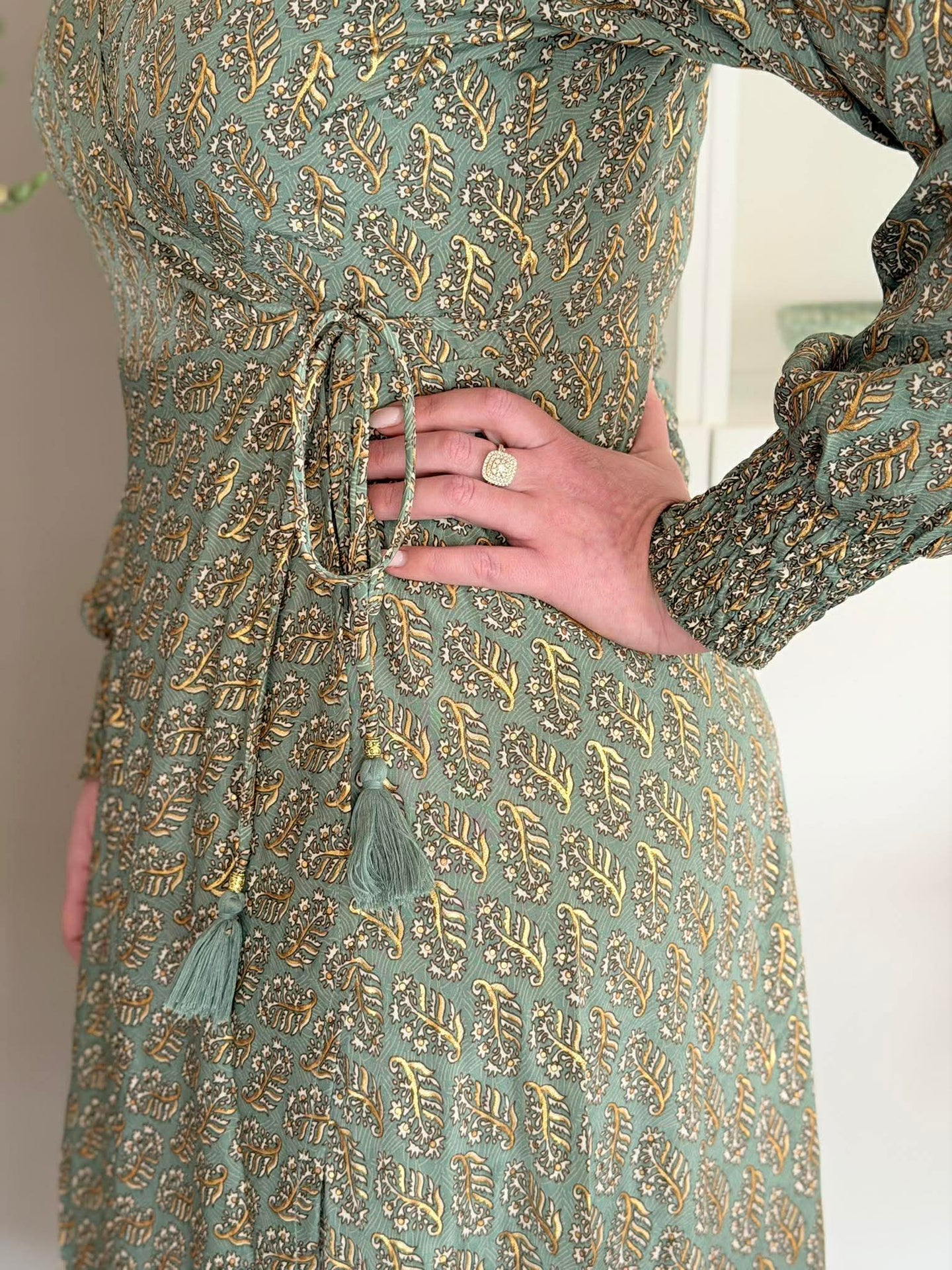 Klänning Luna wrap - Olive Mist