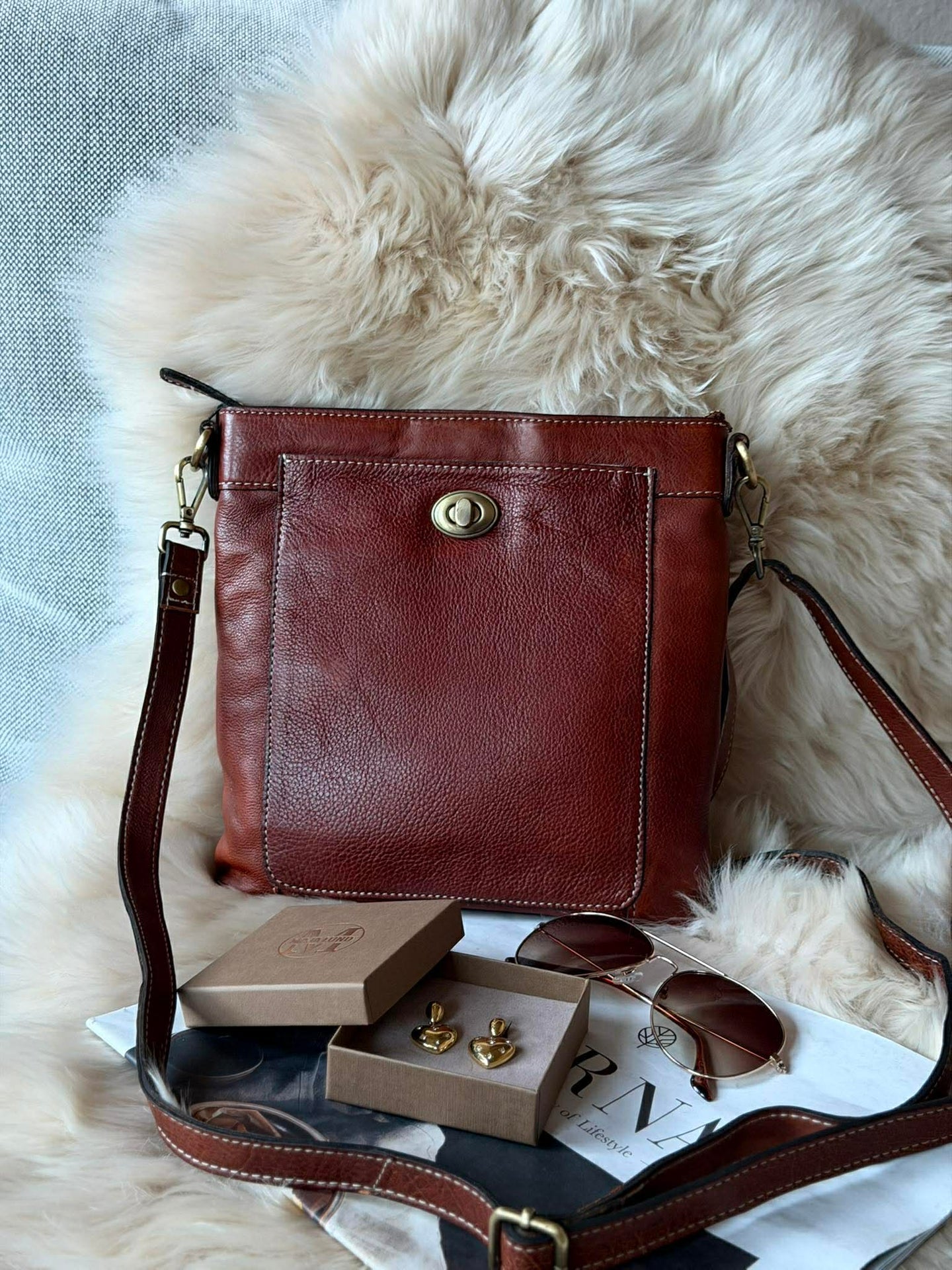 Crossover Moa small - cognac - 2:a sortering