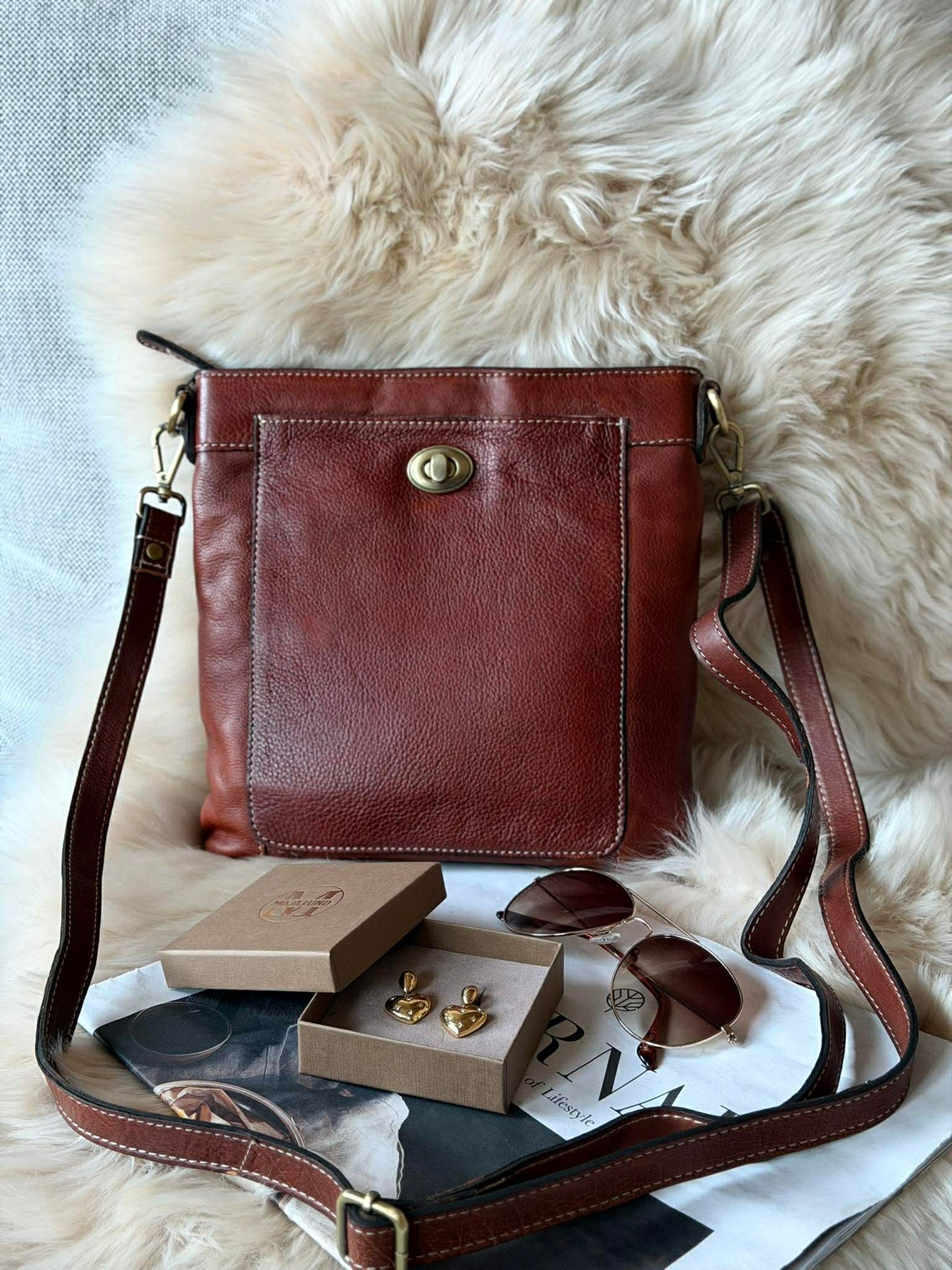 Crossover Moa small - cognac - 2:a sortering