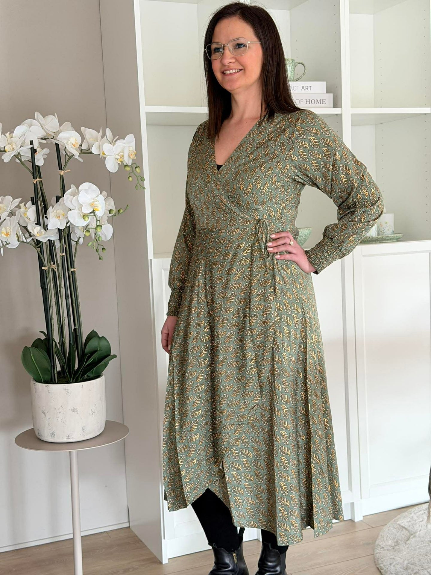 Klänning Luna wrap - Olive Mist