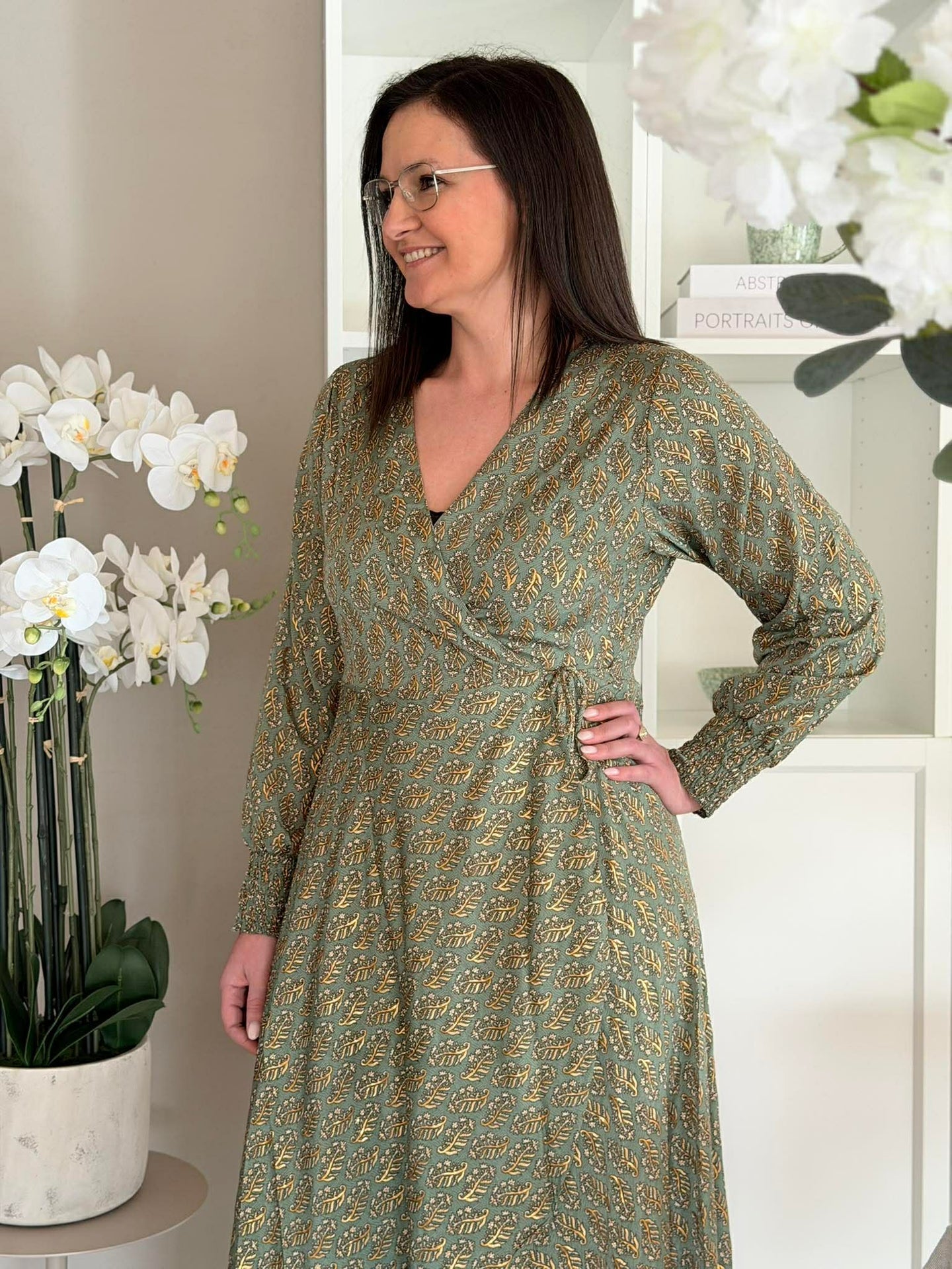Klänning Luna wrap - Olive Mist