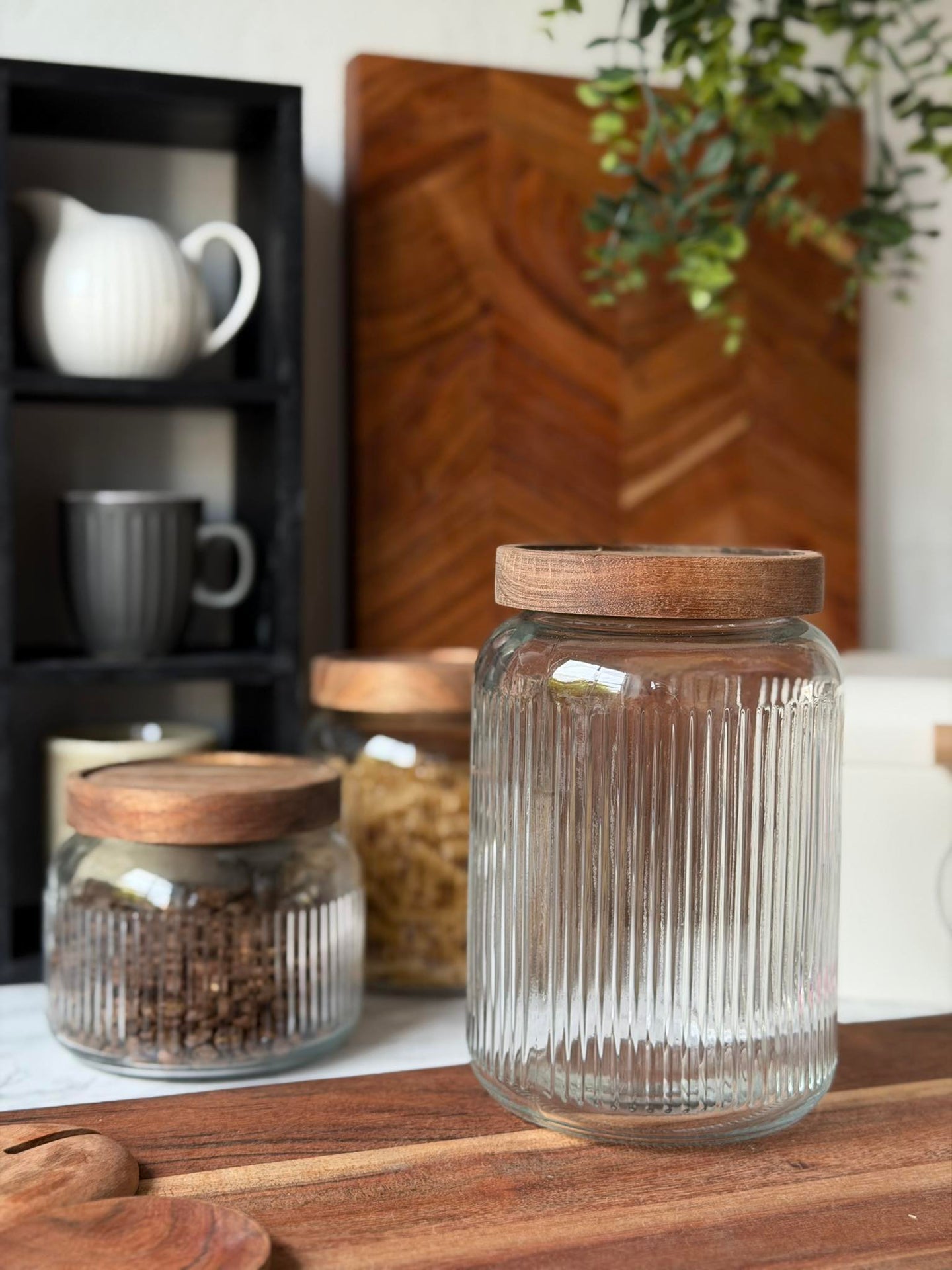 Förvaringsglas med akacielock - Flera storlekar