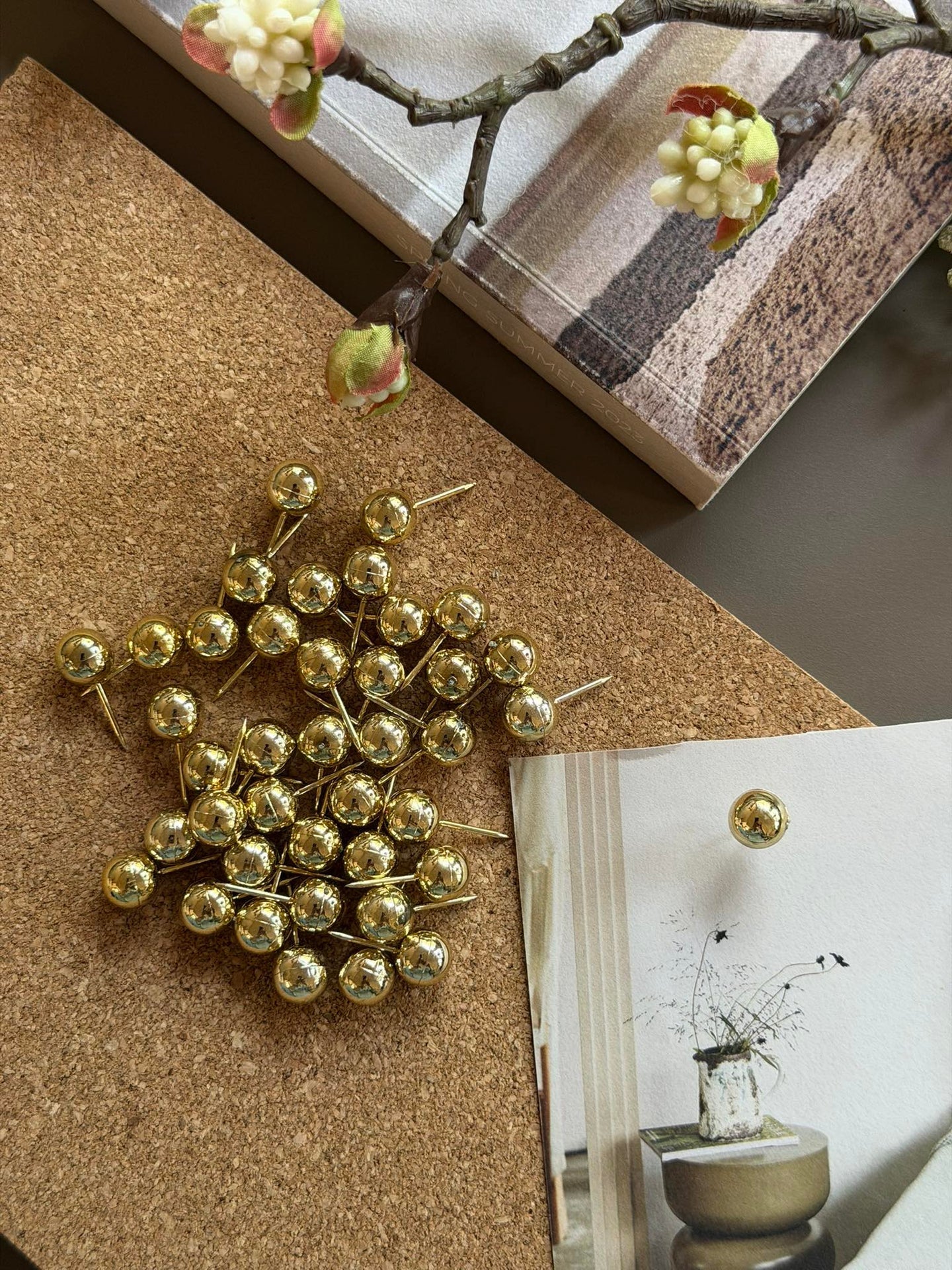 Kartnålar med kula Guld - 43 st.