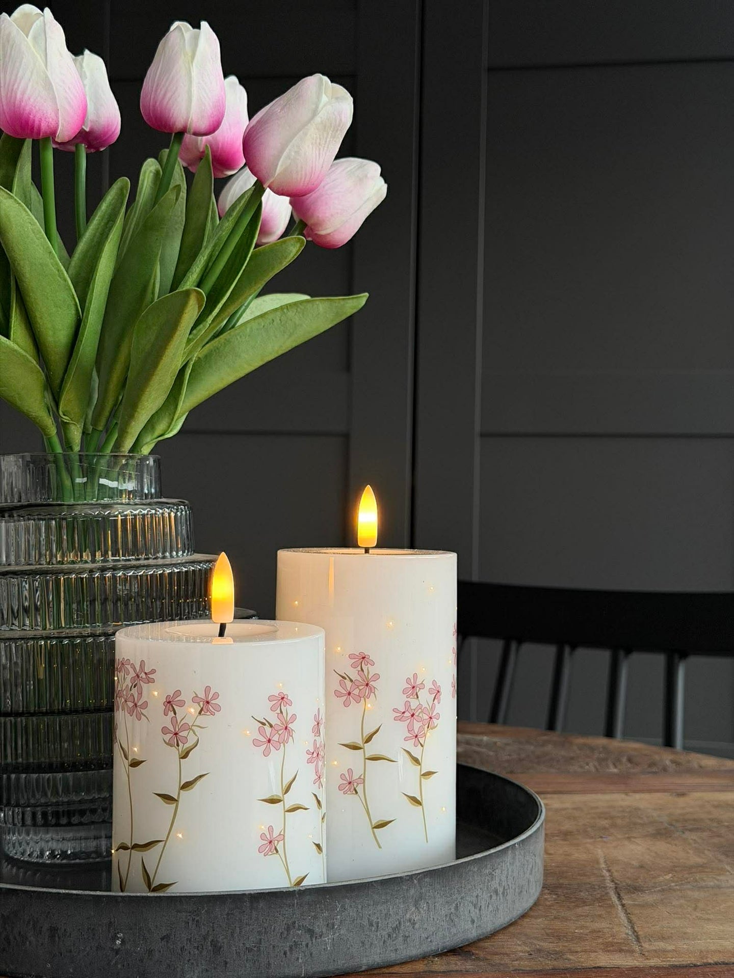 LED-blockljus TWINKLE flower - Set med 2 st.