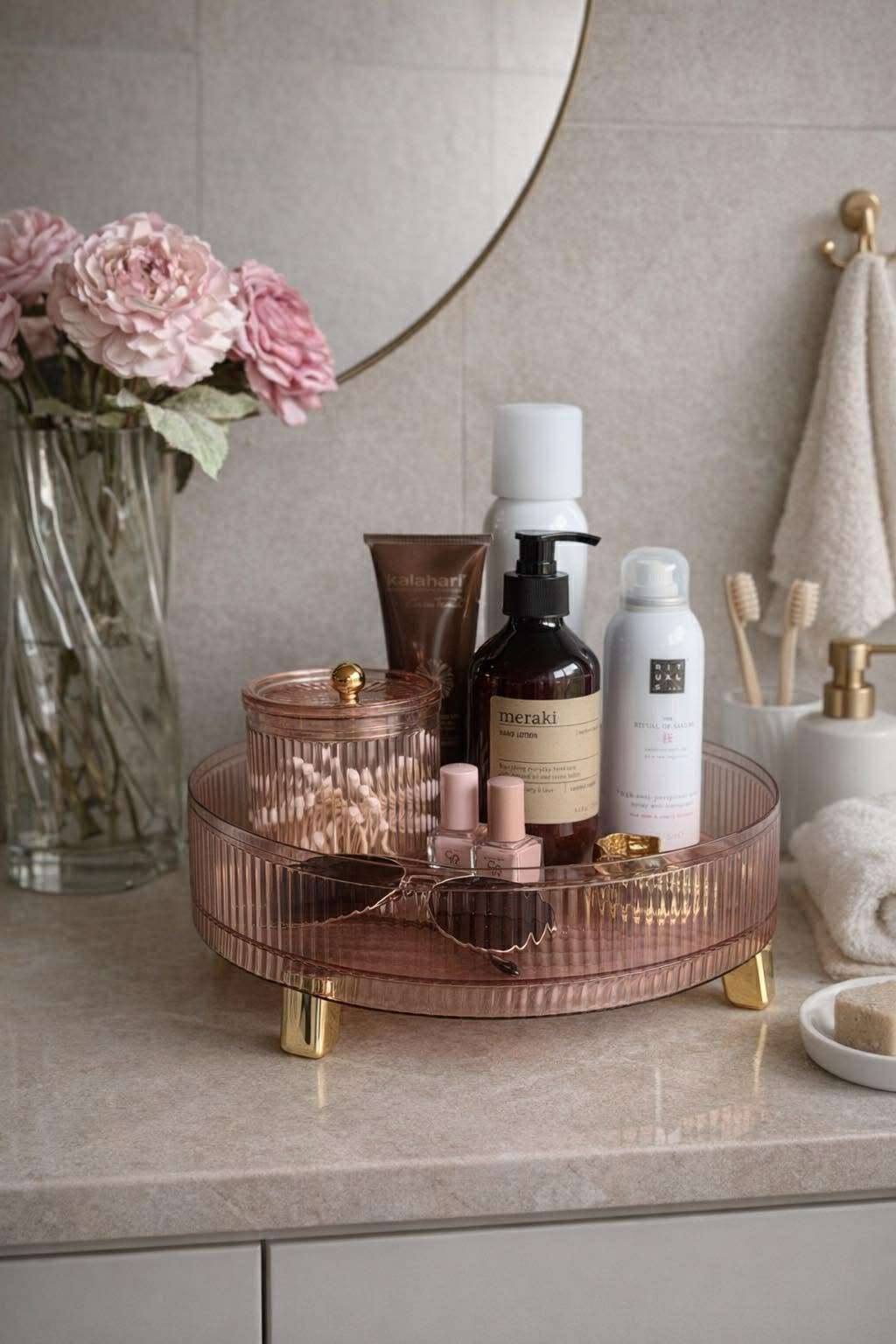 Rund sminkorganiser - Rosa