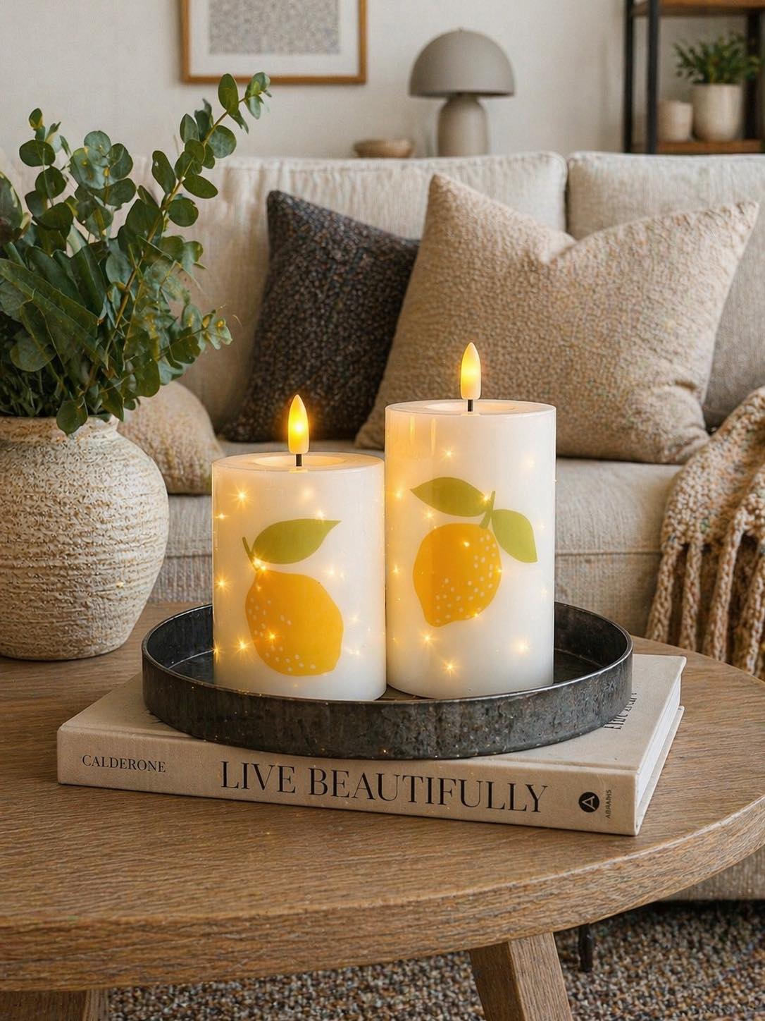 LED Blockljus TWINKLE Citrus - Set med 2 st.