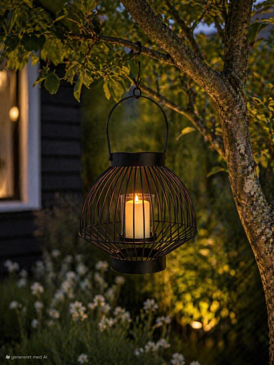 Lykta med glas - Black