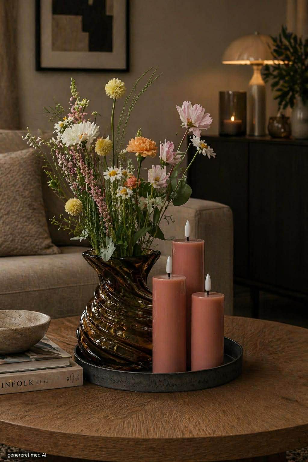 Blockljus TWINKLE Rosa - Set med 3 st.