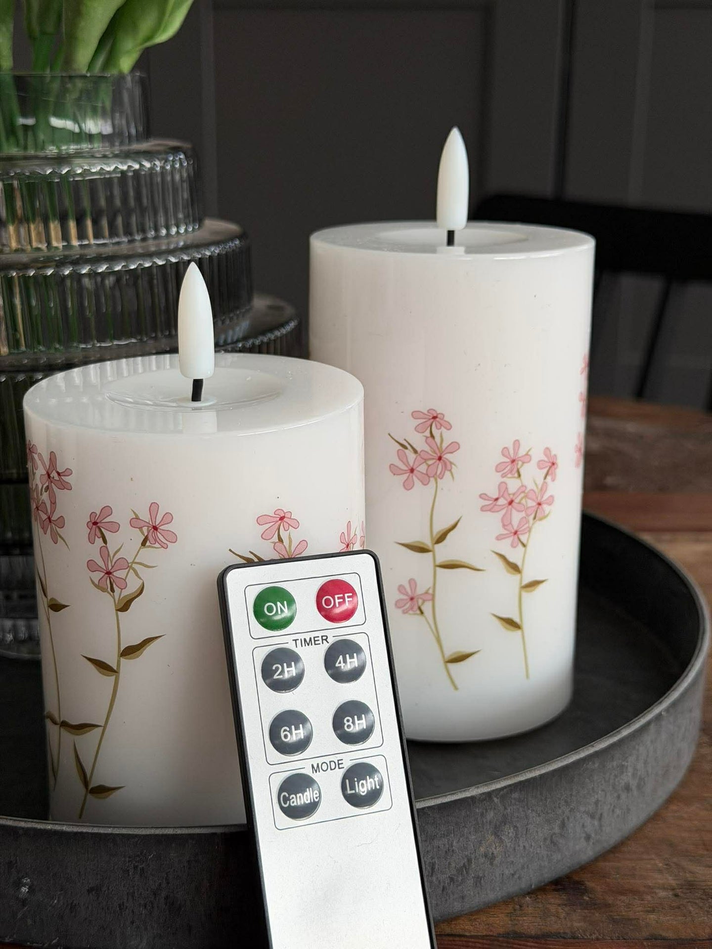 LED-blockljus TWINKLE flower - Set med 2 st.