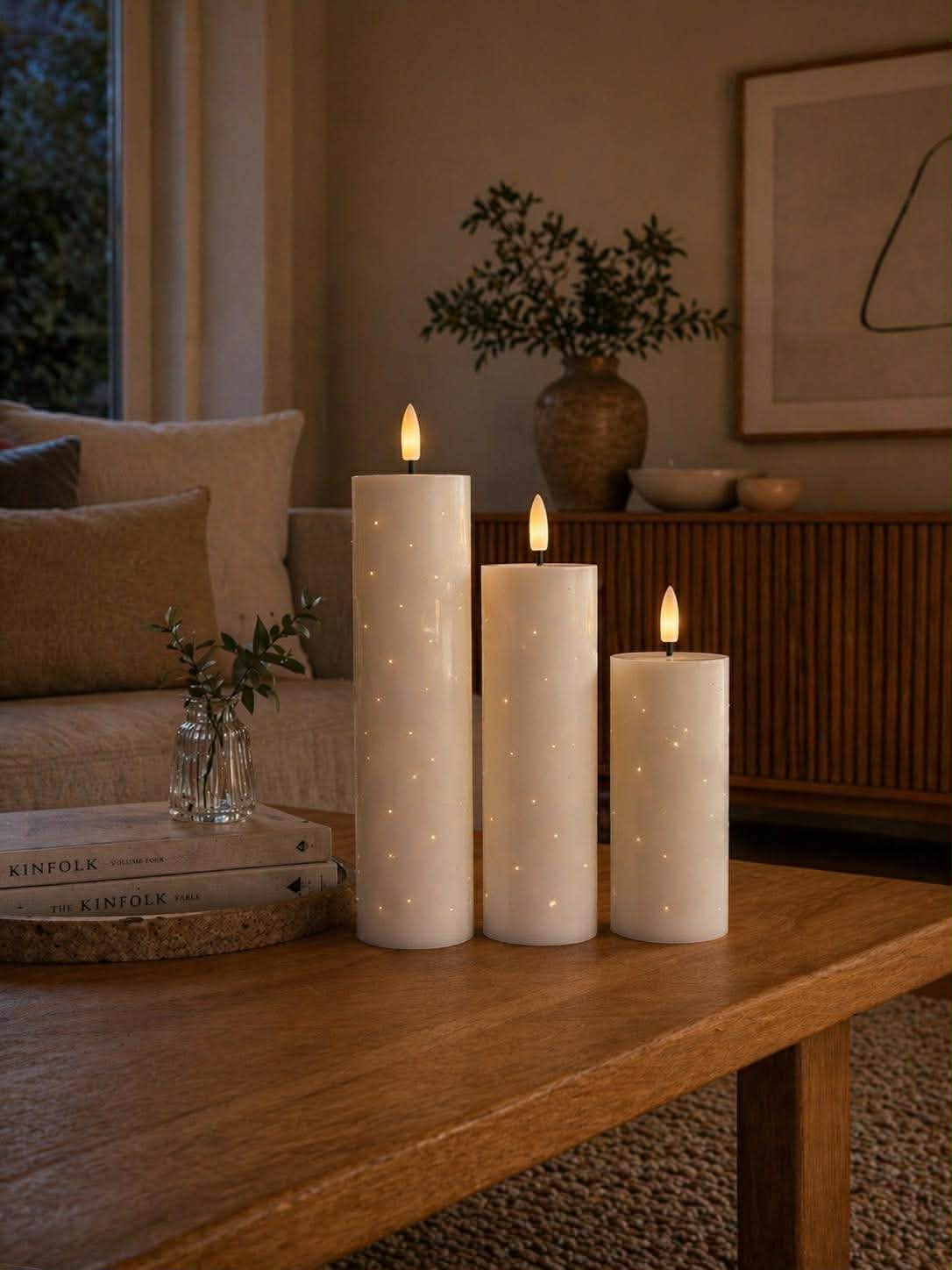 LED-blockljus TWINKLE Vit - Set med 3 st.