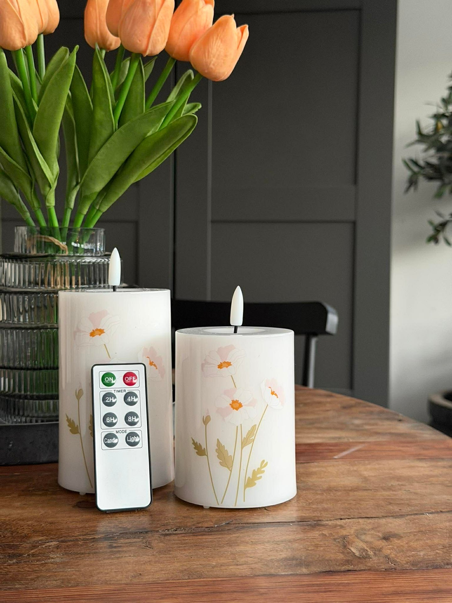 LED Blockljus TWINKLE Poppy Rose - Set med 2 st.