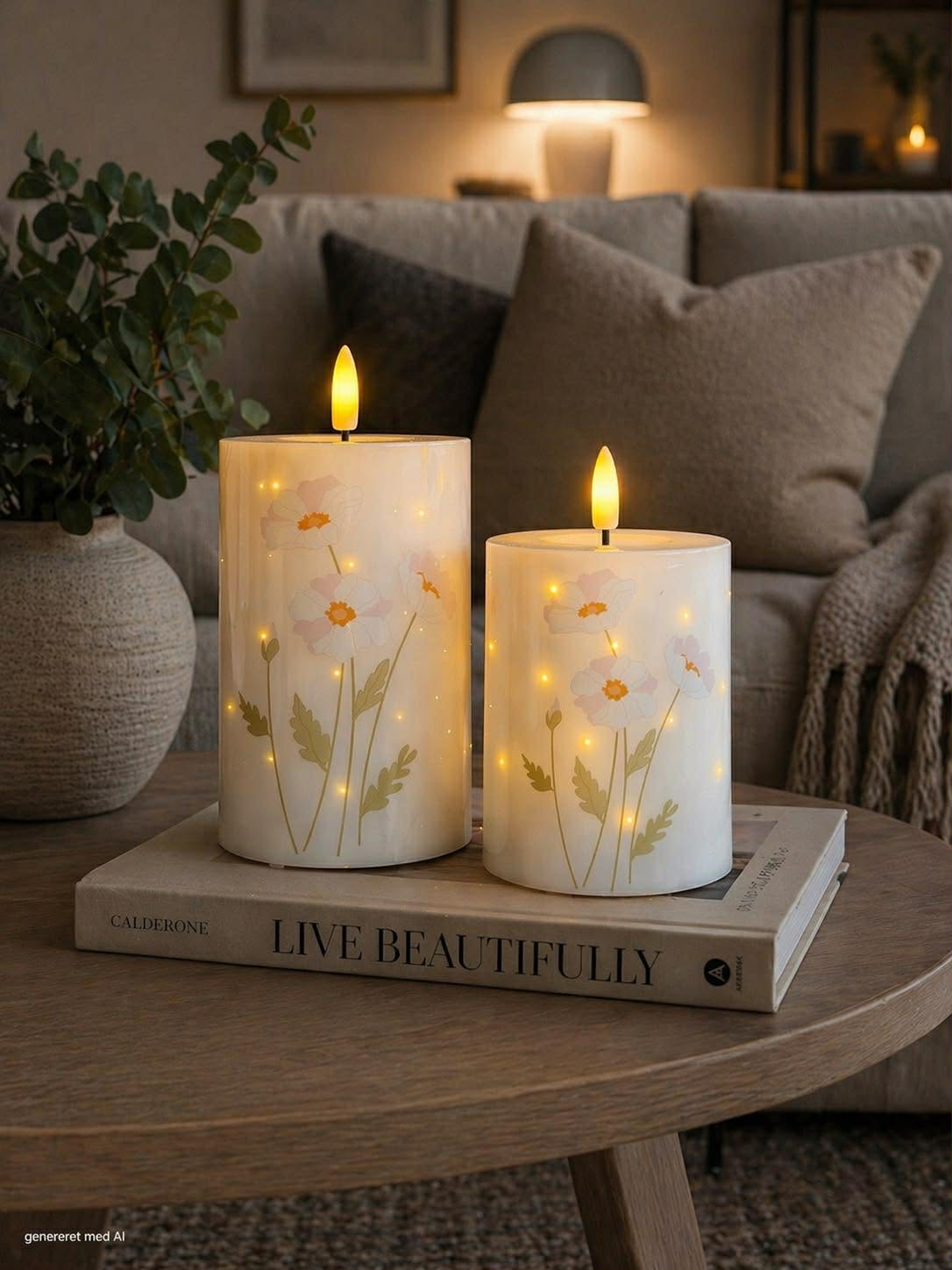 LED Blockljus TWINKLE Poppy Rose - Set med 2 st.