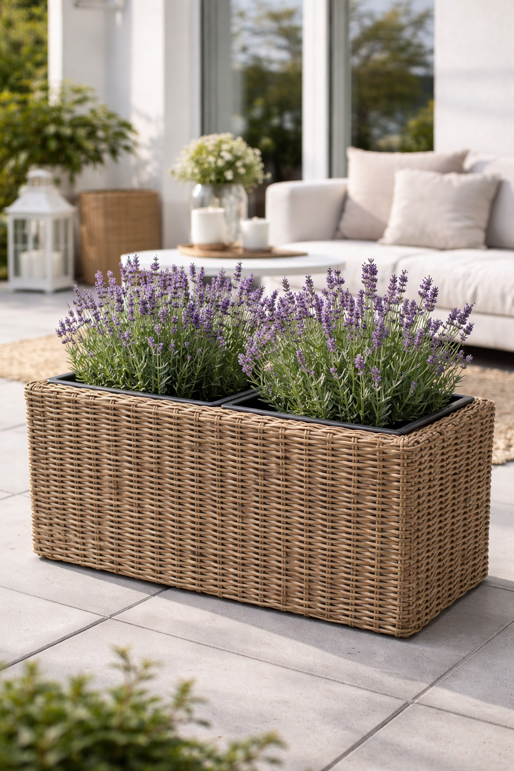 Planteringslåda i natur rattan