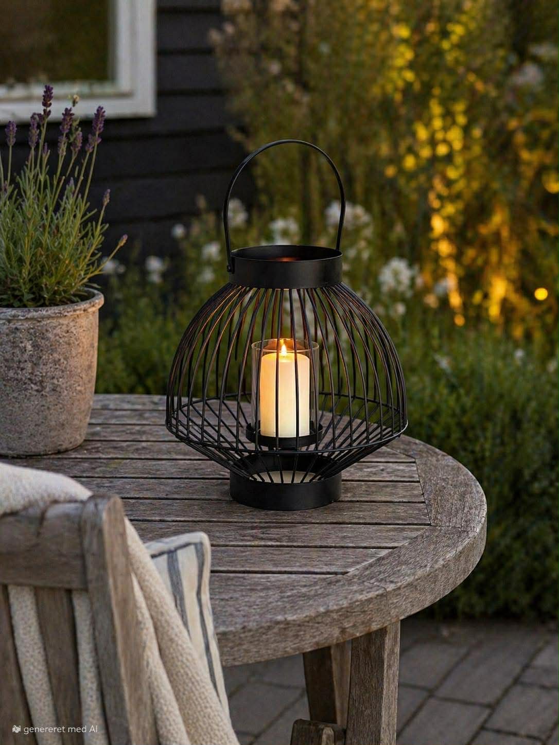 Lykta med glas - Black