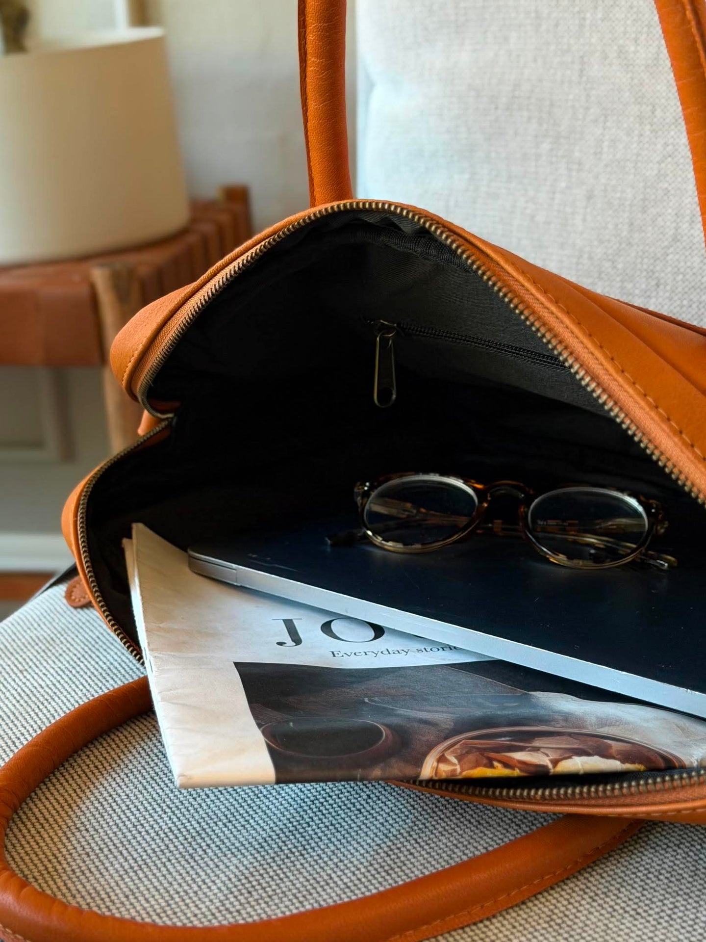 Laptopväska Faust dubbel - Cognac
