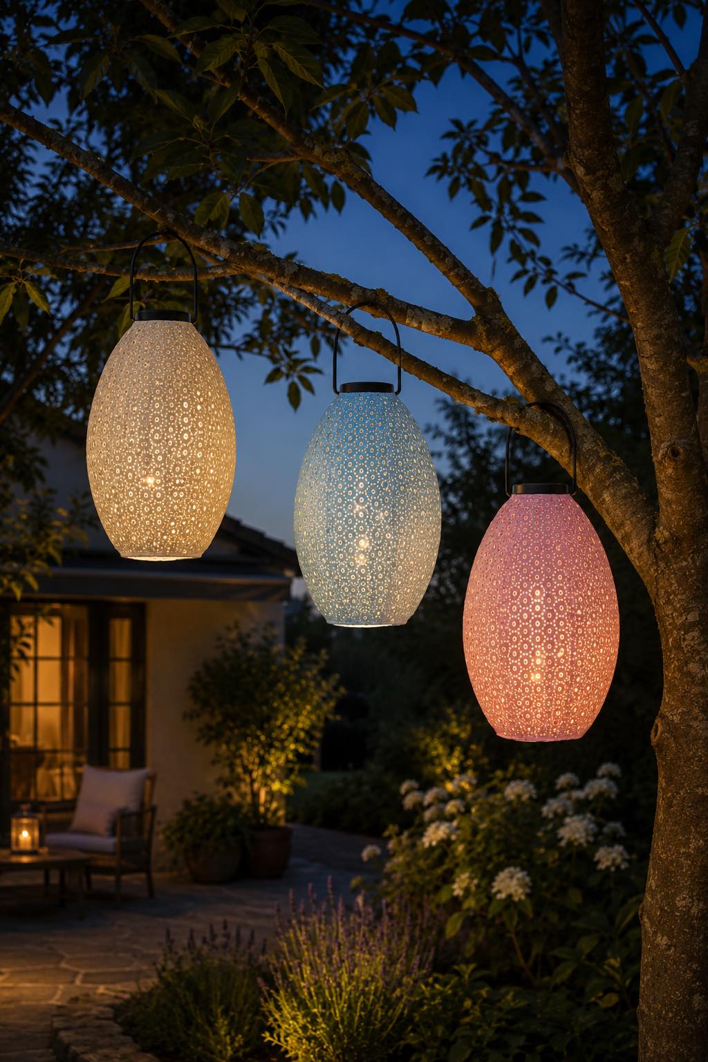 Lampa med solceller - Ljusblå
