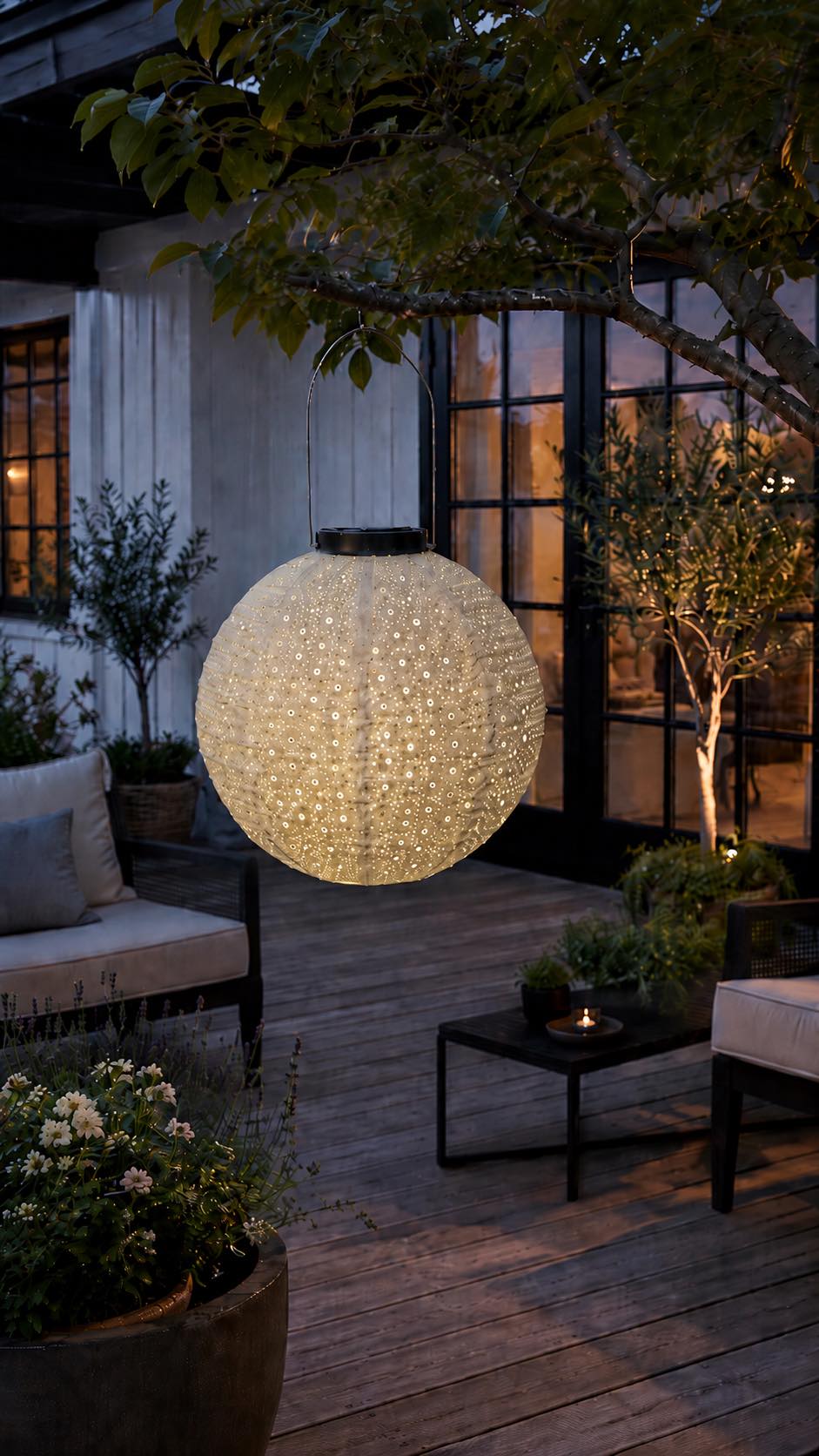 Lampa med solceller - Beige