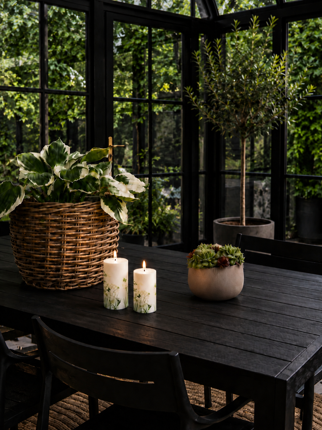 Utomhus Blockljus Green Flower - Set med 3 st