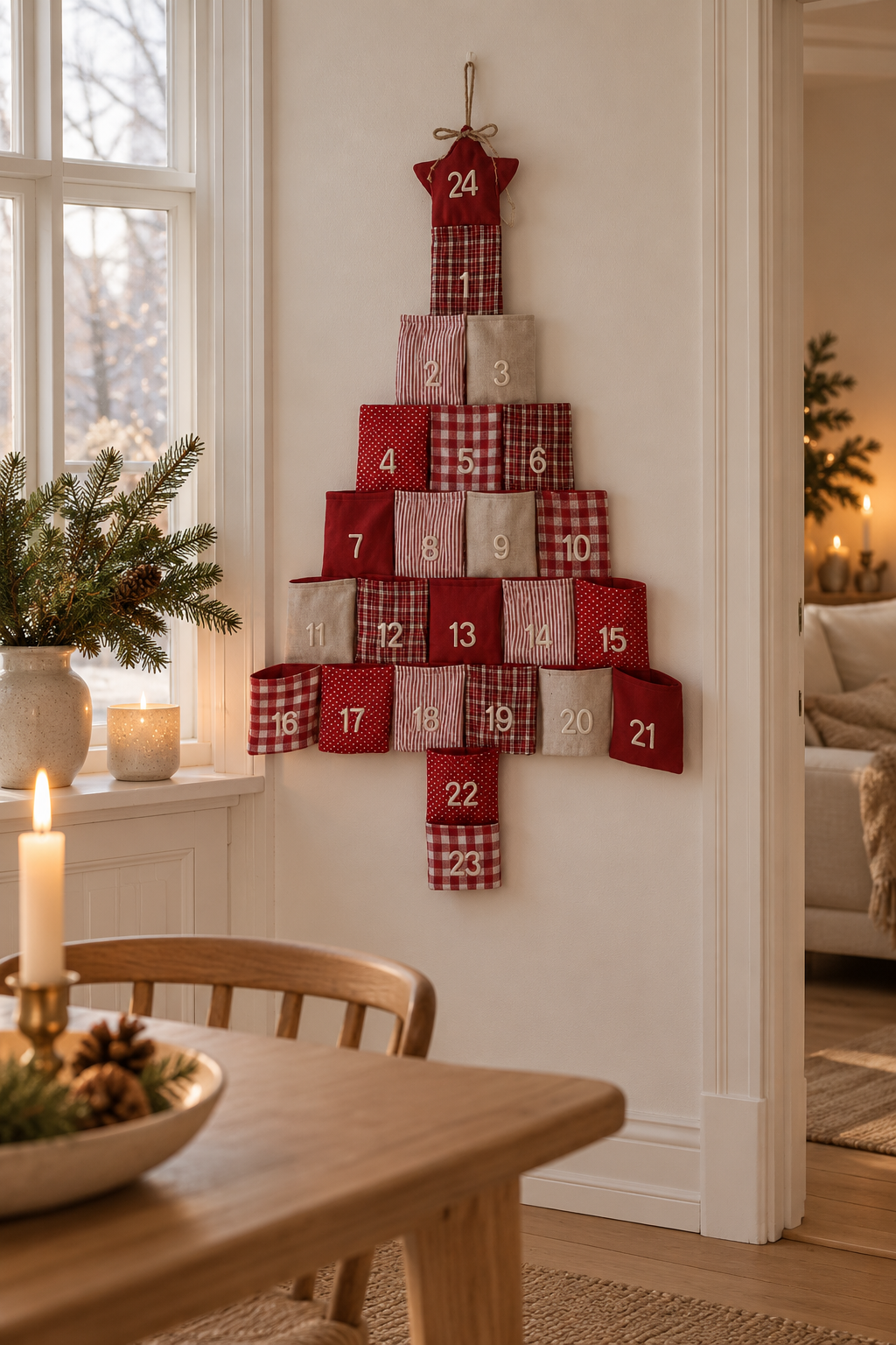 Adventskalender – Röd tygkalender