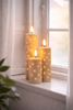 LED-blockljus TWINKLE beige - Set om 3 ljus.