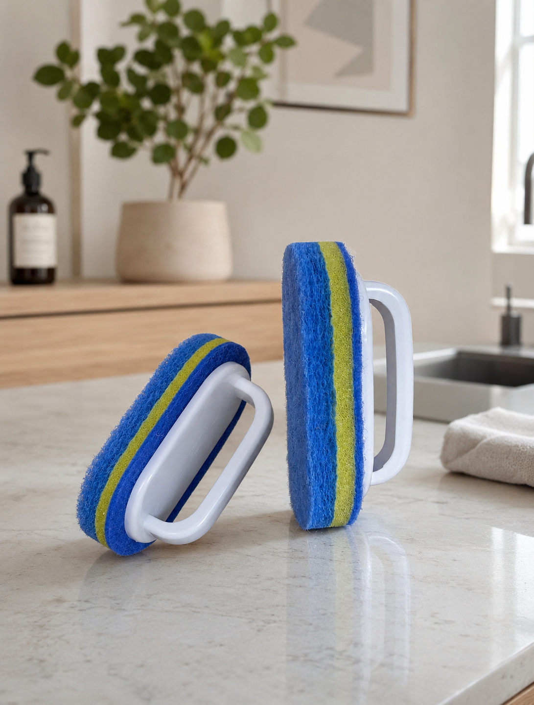 Skursvamp med handtag - 2-pack