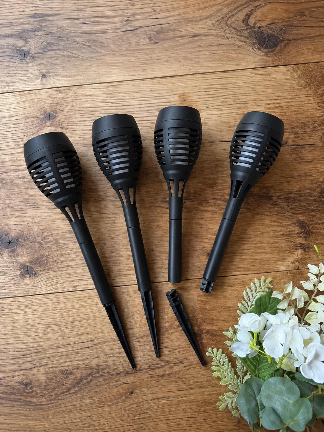Facklor med solceller - Set med 4 st
