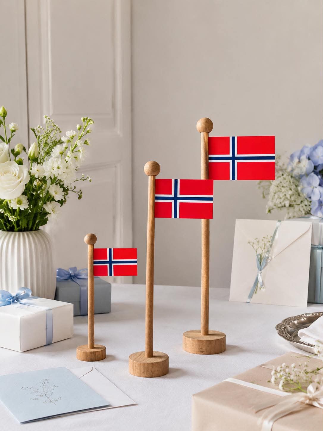 Norskt Flagg wood - Flera storlekar