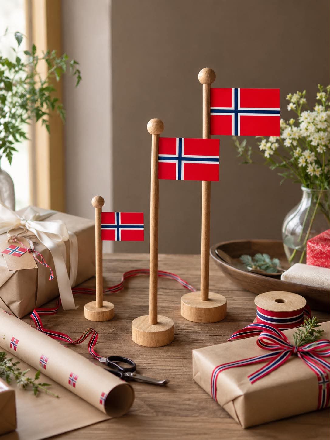 Norskt Flagg wood - Flera storlekar
