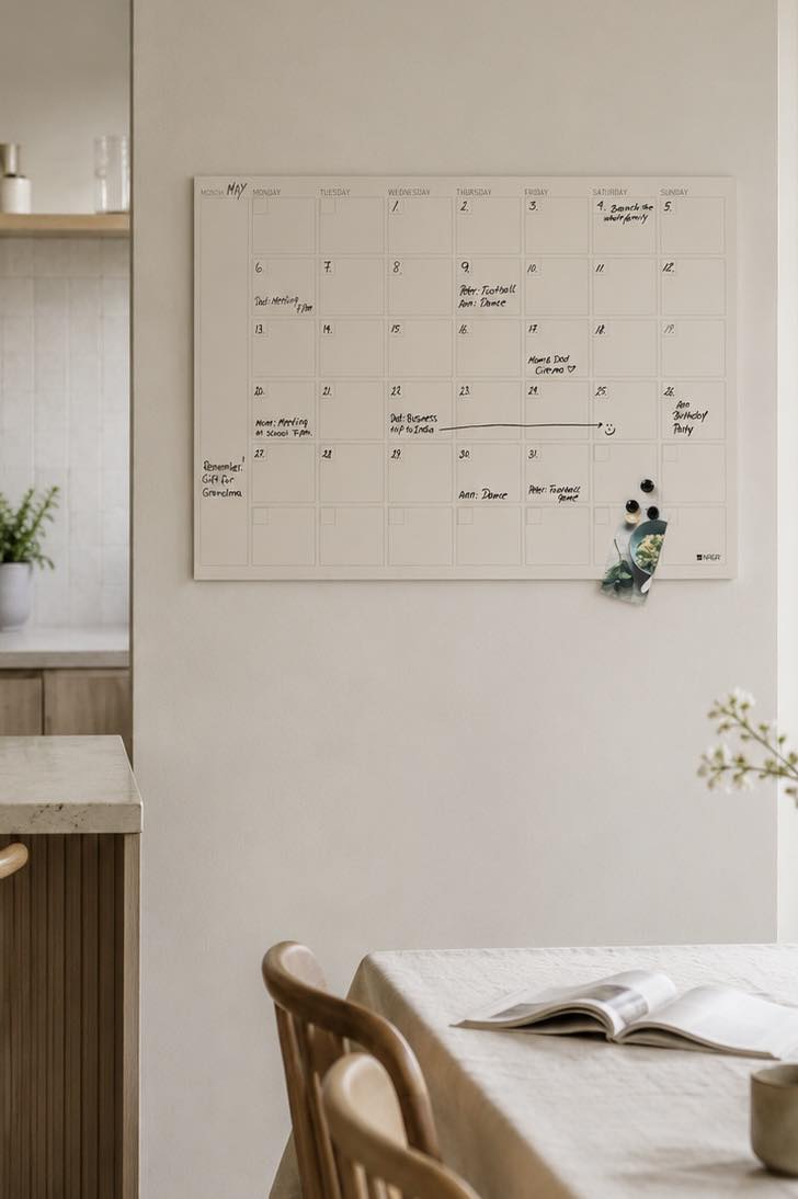 Tavla magnetisk beige - Månadsplanerare