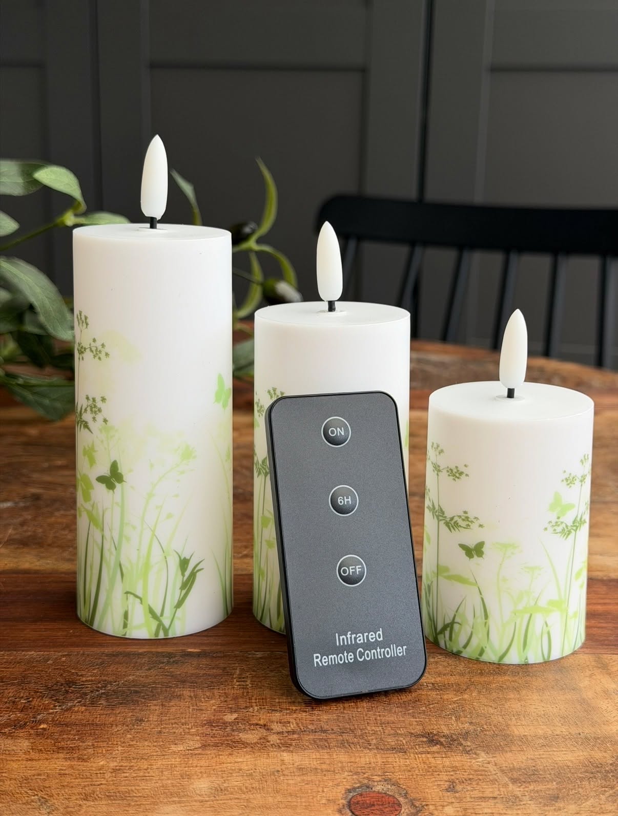 Utomhus Blockljus Green Flower - Set med 3 st